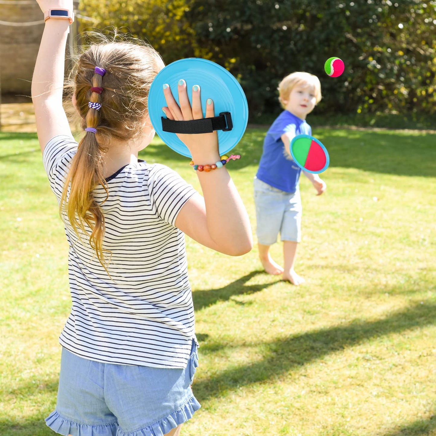 Miasno Toss and Catch Ball Set Outdoor Indoor Beach Games Kids Toys with 4 Paddles 4 Balls 1 Storage Bag Playground Balls for Kids