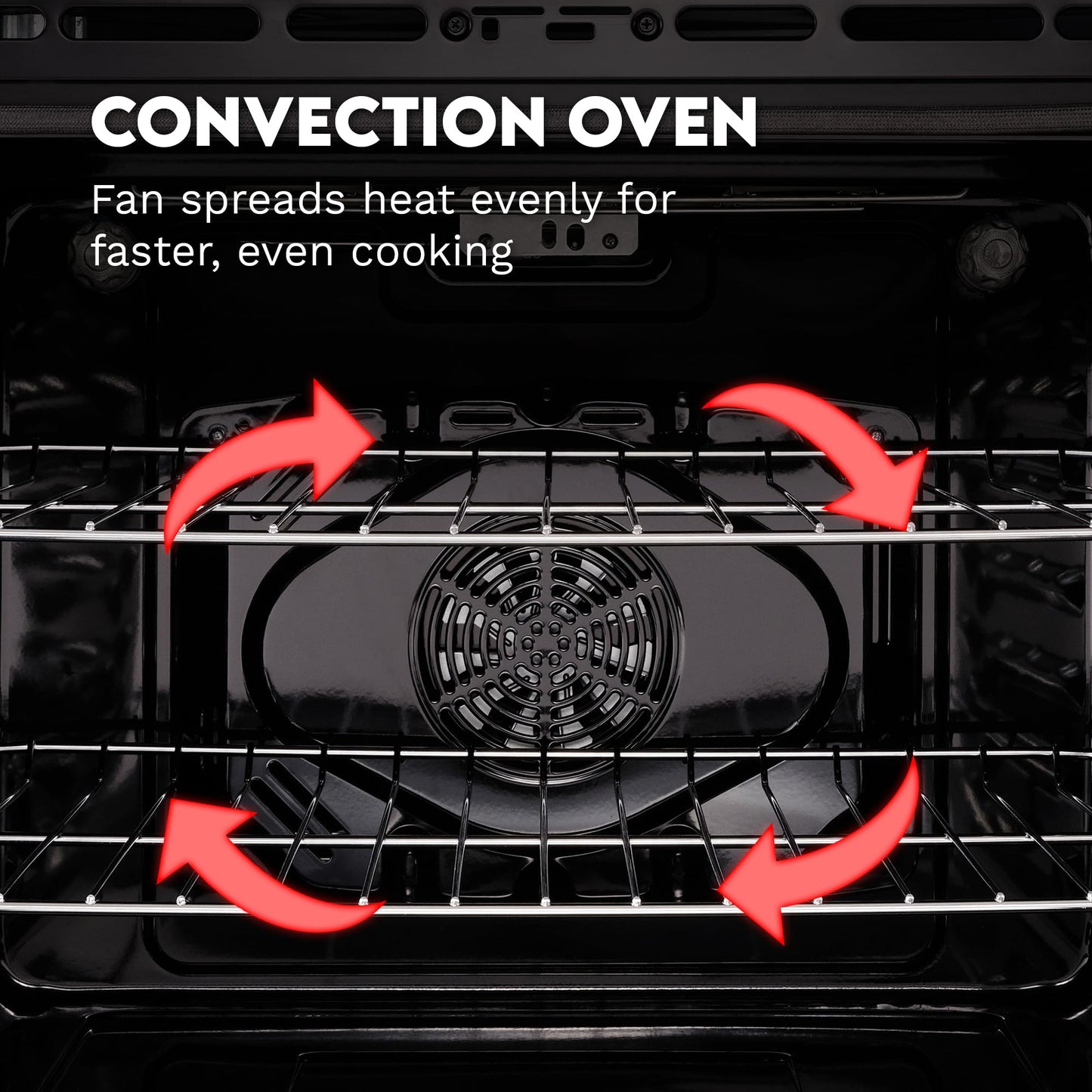 COSMO COS-ERD304K-BK 30 in. Stellar Collection 5.0 cu. ft. Electric Range with 4 Burner Glass Cooktop and Convection Oven in Matte Black