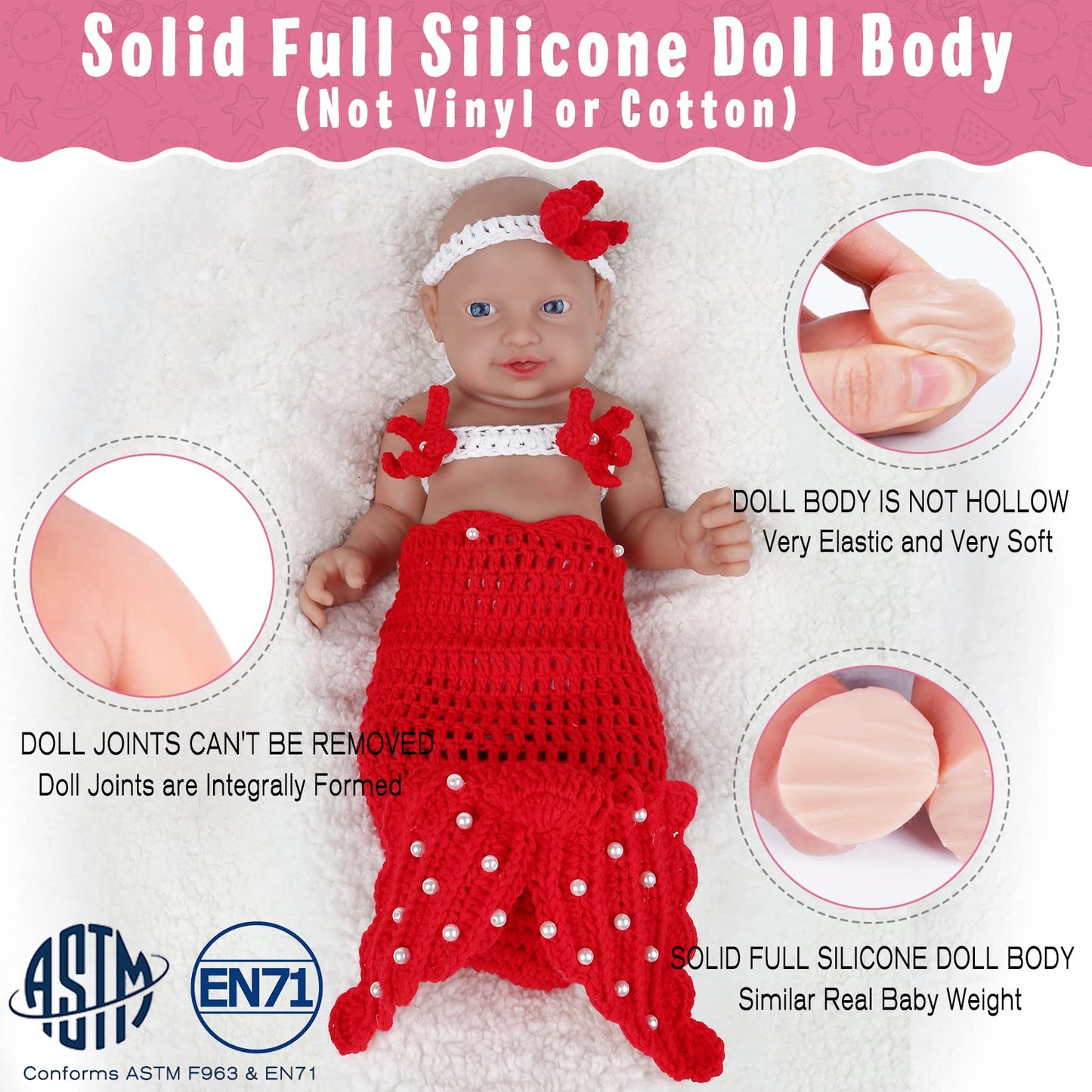 Vollence 14 inch Silicone Baby Dolls Girl Weighted 4 lb,[NOT Vinyl],Silicone Full Body Reborn Lifelike Real Life Realistic Newborn Soft Babies with Feeding Accessories & Gift Box for Kids Age 3+