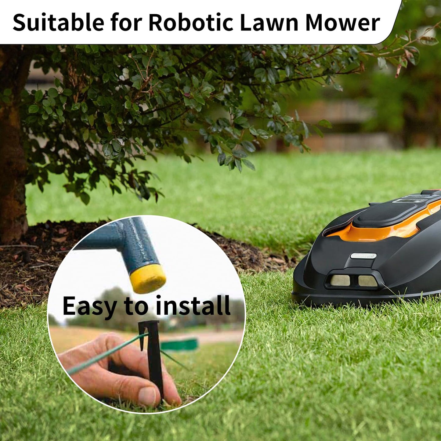 Multisland Universal 1500FT Robotic Mower Boundary Wire Automatic Lawnmower Perimeter Wire and 200PCS 3.3" Plastic Boundary Wire Stakes