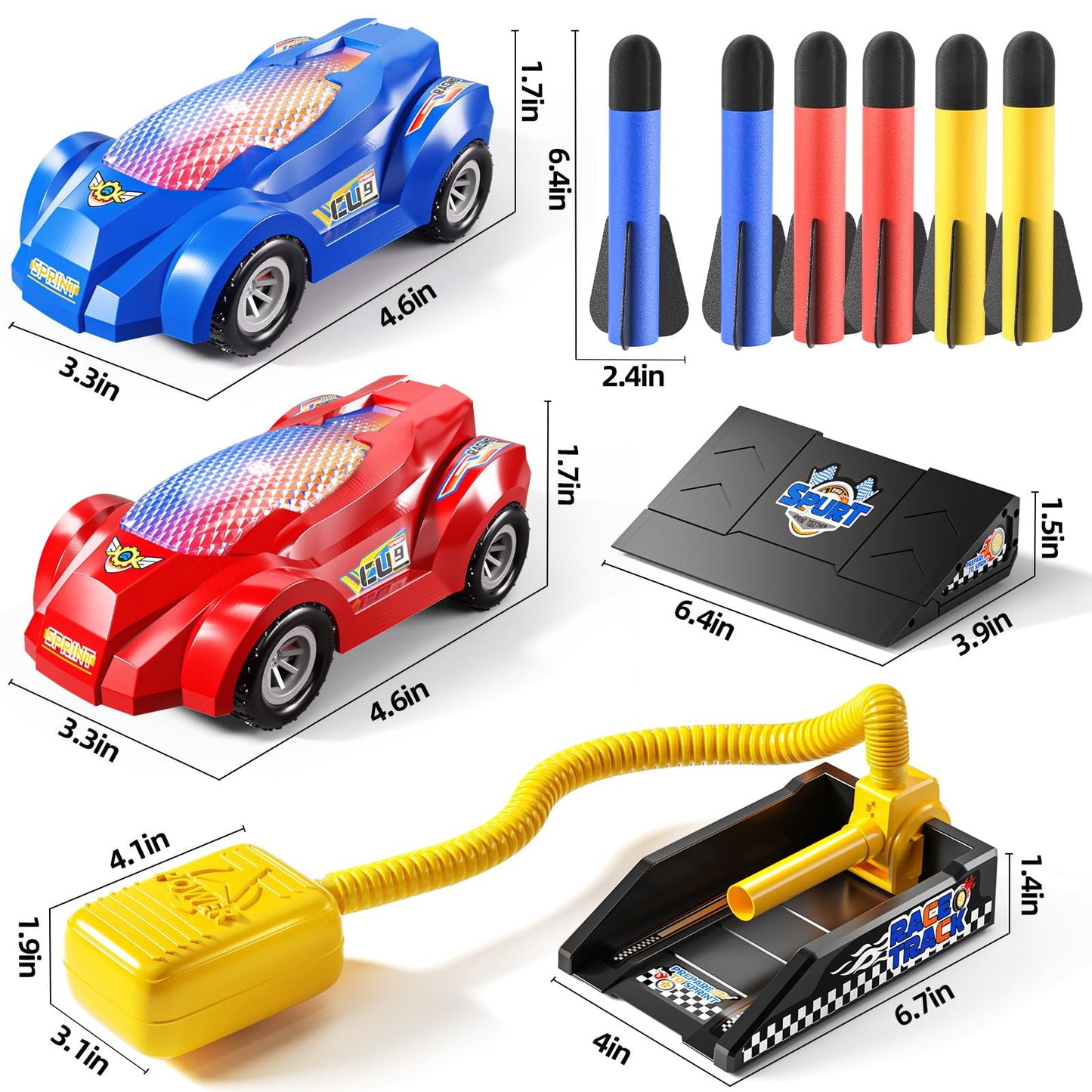 NIPLOOOW Rocket Toy Car Launcher, 2 Race Car and 6 Foam Rockets, Outdoor Outside Backyard Toys for Boys & Girls, Birthday Gift Toys for Kids Boys Girls Age 3 4 5 6 7 8 Years Old