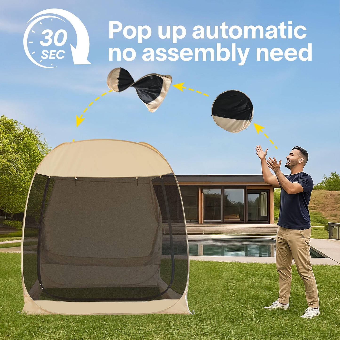 Alvantor® Pop Up Screen House, 4 in 1 Outdoor Camping Tent,7'x7' Screen Room with Mosquito Netting, SUV Tent with Carry Bag, Instant UV Resistant Sun Shelter for Garden, Patio, Backyard