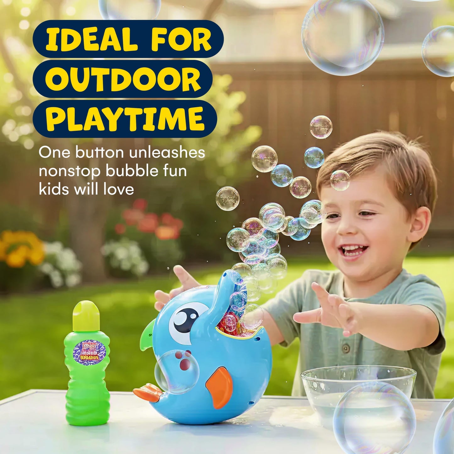 Kidzlane Bubble Maker Machine for Kids - Big Bubbles Speed Blower for Toddler's Outdoor Party Play - Makes 500 to 1000 per Minute (Bubble Dolphin) - Easter Basket Filler and Easter Gift for Children