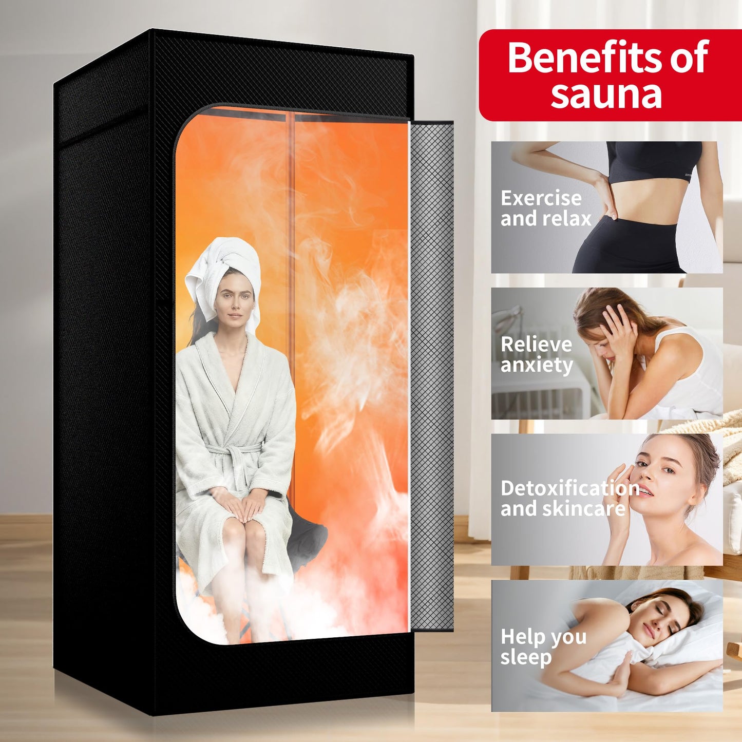 Sauba Portable Steam Sauna for Home,Personal Steam Room,Sauna Box,Home Sauna,Steam Sauna Tent for Steam Detox Relaxation Spa (Aluminum Film)