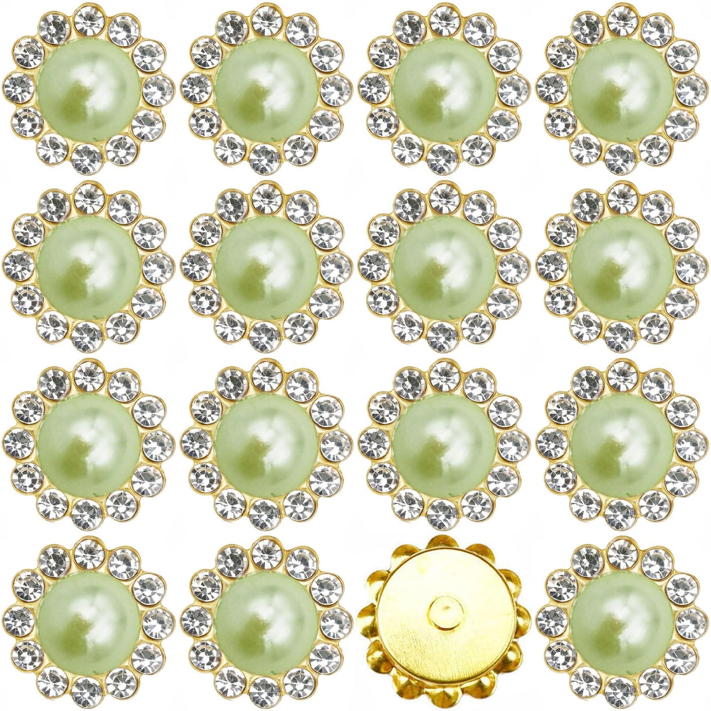 100 diamantes de imitación para coser en forma de garra de flor de 0.47 pulgadas, base plana dorada, diamantes de imitación de cristales brillantes para ropa de boda, vestido, zapatos, manualidades y