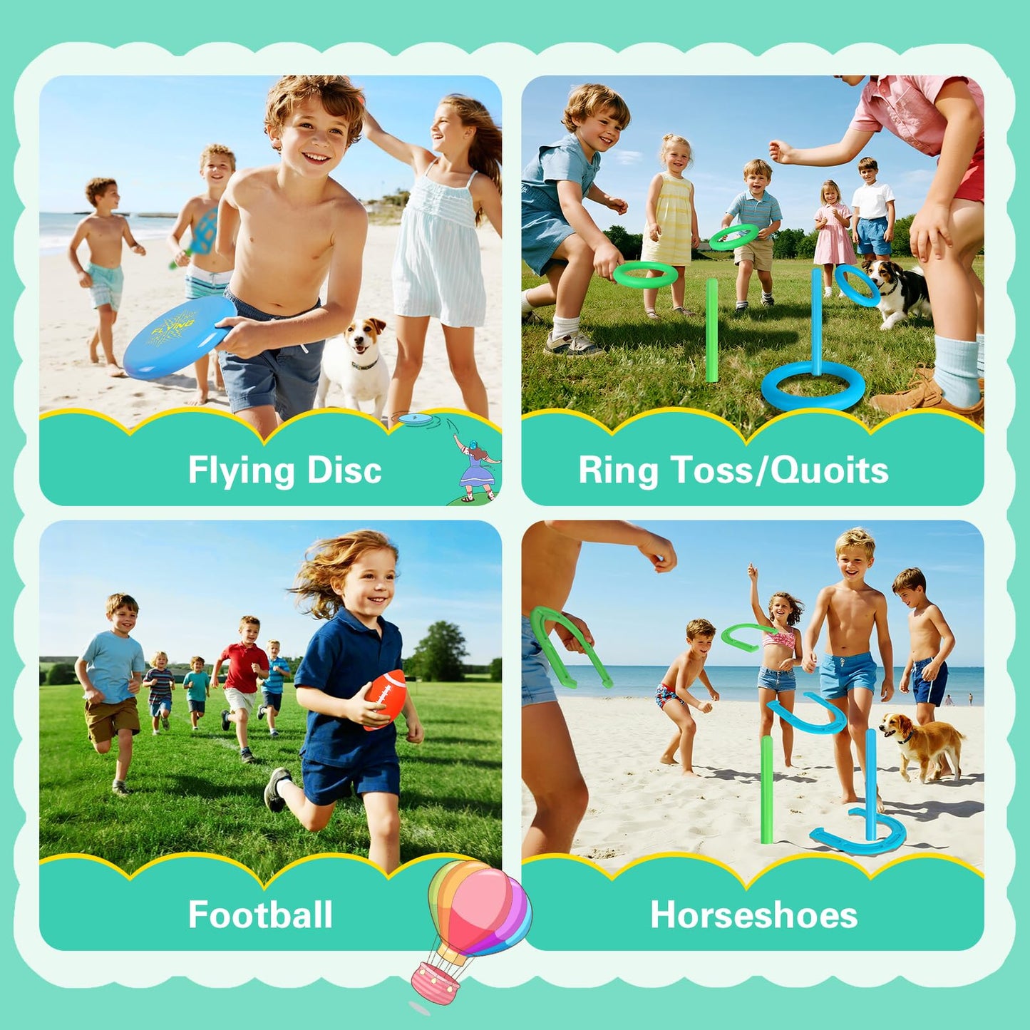 Outdoor Toys for Kids Ages 4-8, 8-in-1 Backyard Games Set with Multiple Sports Activities, Outdoor Family Play for Boys and Girls, Ideal for Parties, Camping & Birthday Gifts
