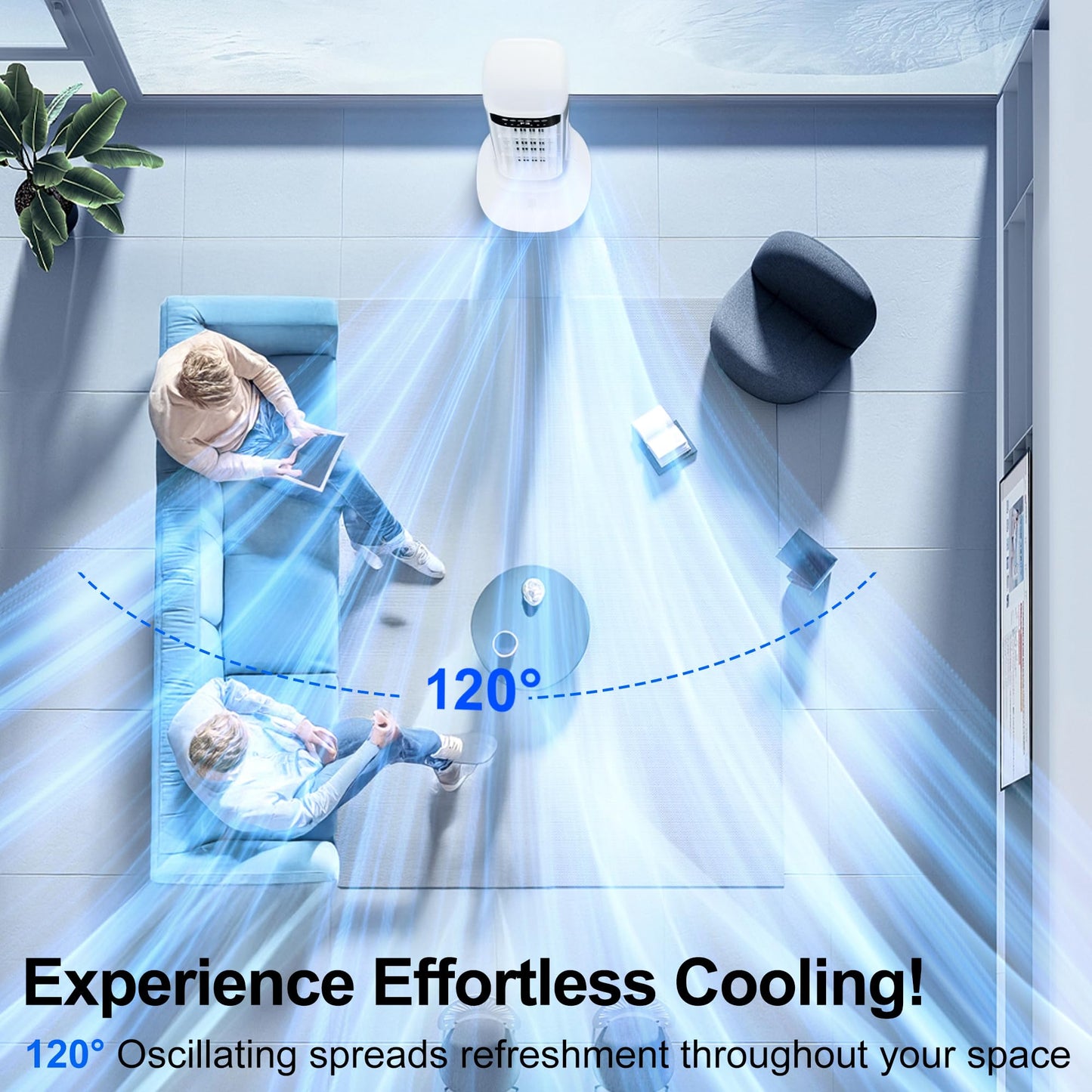 Uthfy 41 Inch Portable Air Conditioners, Cooling Fans that Blow Cold Air with 24H Timer, 4 Modes & 3 Speeds, Dual Water Tank, 4 Ice Packs, Remote, 2.4 Gal, Portable AC, 3 In 1 Swamp Cooler for Bedroom