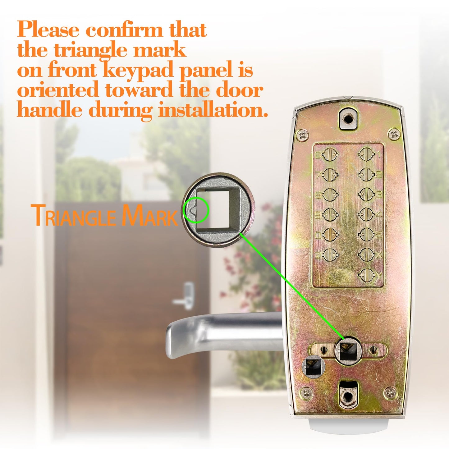 Mechanical Entry Door Lock, 14 Digital keypad,Weatherproof deadbolt with Handle, Security Heavy Duty Outdoor Lock Without Electronic, Easy Installation, for Home, Yard-gate, Office, Chrome