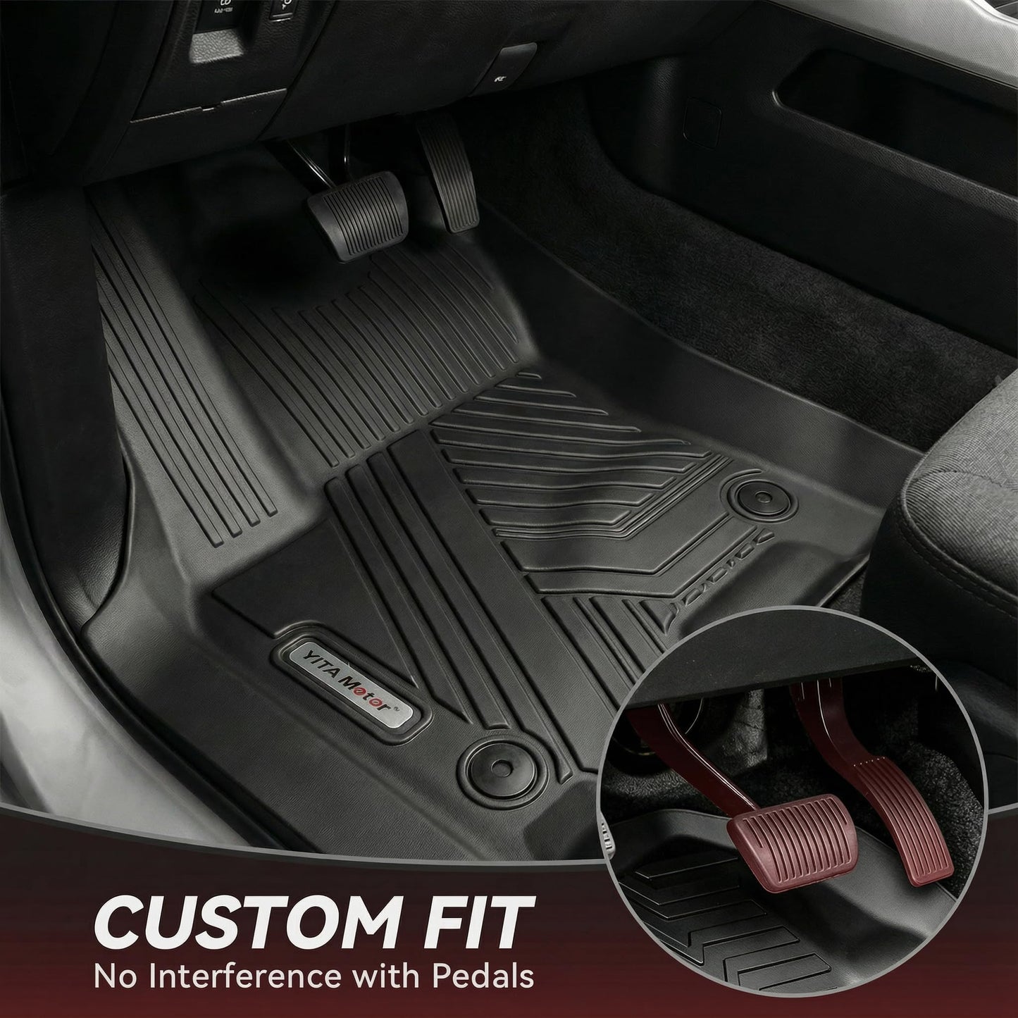 YITAMOTOR Floor Mats for 2025 2026 Ram 1500 Crew Cab with 1st Bucket Seat Rear Under-Seat Storage Box, TPE All Weather Custom Fit Floor Liner for Ram 1500 Accessories Car Mats, Black