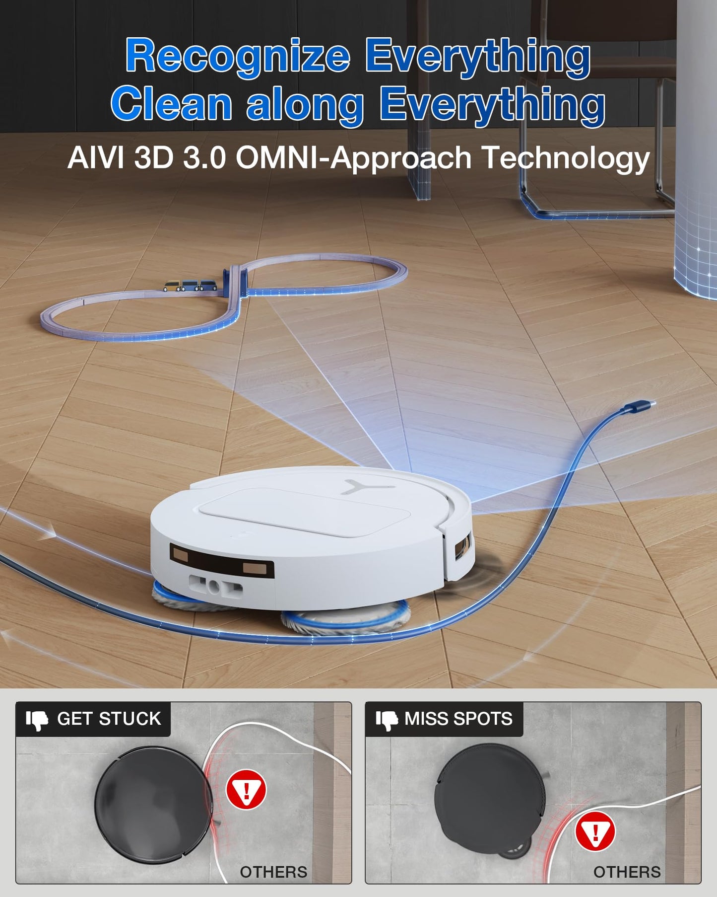ECOVACS DEEBOT T50 PRO Omni Robot Vacuum and Mop, 3.19” Ultra-Slim, 15,000Pa Suction, ZeroTangle 2.0, TruEdge Edge Cleaning, AIVI 3D Obstacle Avoidance, Auto Mop Wash & Dry, Self-Emptying,White
