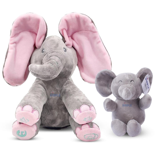 Dimple Stuffed Animal Set - Kaia Interactive Musical Peek-A-Boo Elephant Stuffed Animal Toy & Soft Plush Baby Elephant, Gift for Birthday, Baptism, for Toddlers, Boys, Girls, Ages 0 - Up