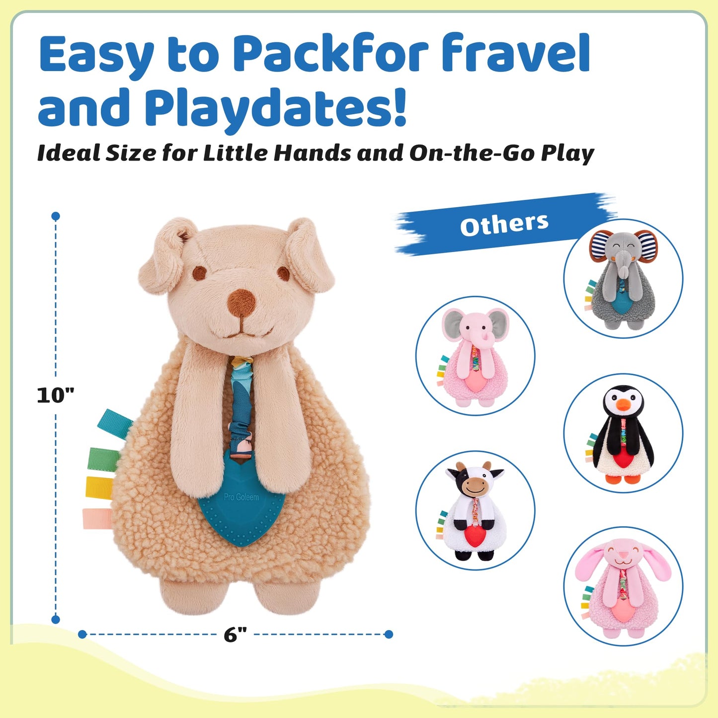 Pro Goleem Dog Loveys for Babies Girl and Boy, Baby Lovey with Teether, Baby Toys 0 3 6 9 12 Months, Safety Teething Toys for Babies Infant Newborn and Toddler Baby Gifts