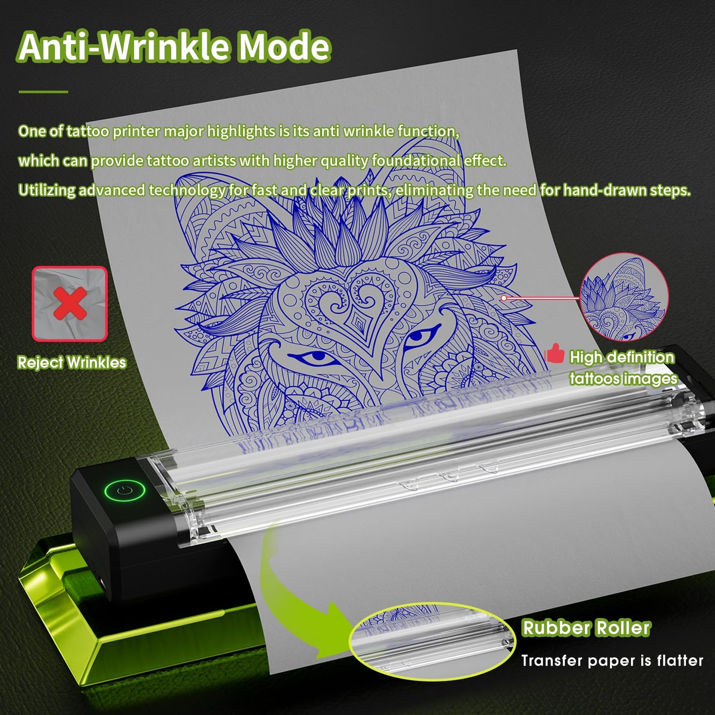 Tattoo Printer Kit - Tattoo Stencil Printer Machine with 6 Strokes 2.5-4.8mm Tattoo Gun, 1600mAh Power Supply, 20Pcs Tattoo Cartridge Needles for Beginners and Artists