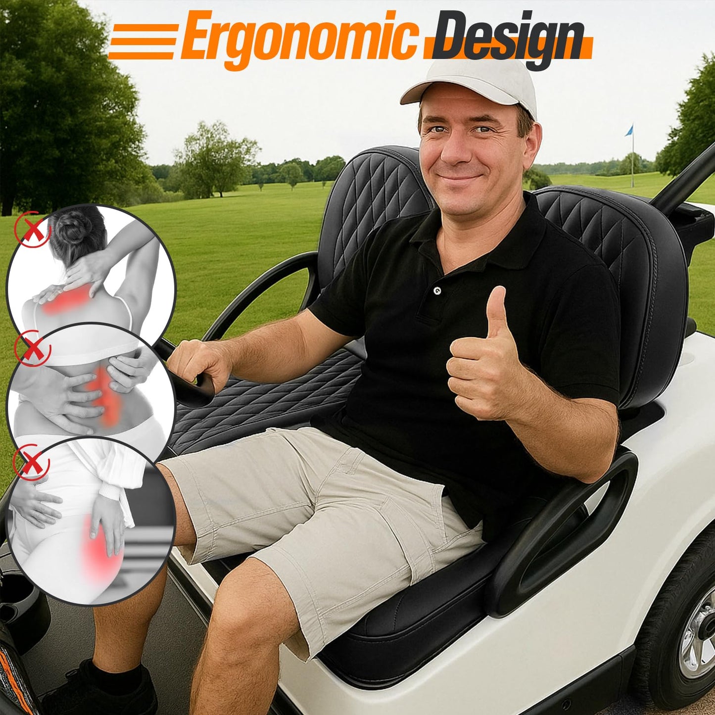 GODCTSUP Upgrade Golf Cart Front Seat Replacement Cushion Assembly Kit for Club Car Precedent 2004-2011, Club Car Seat Cushions- Premium Sponge Soft Seat Cushion and Backrest Set (without Armrest)