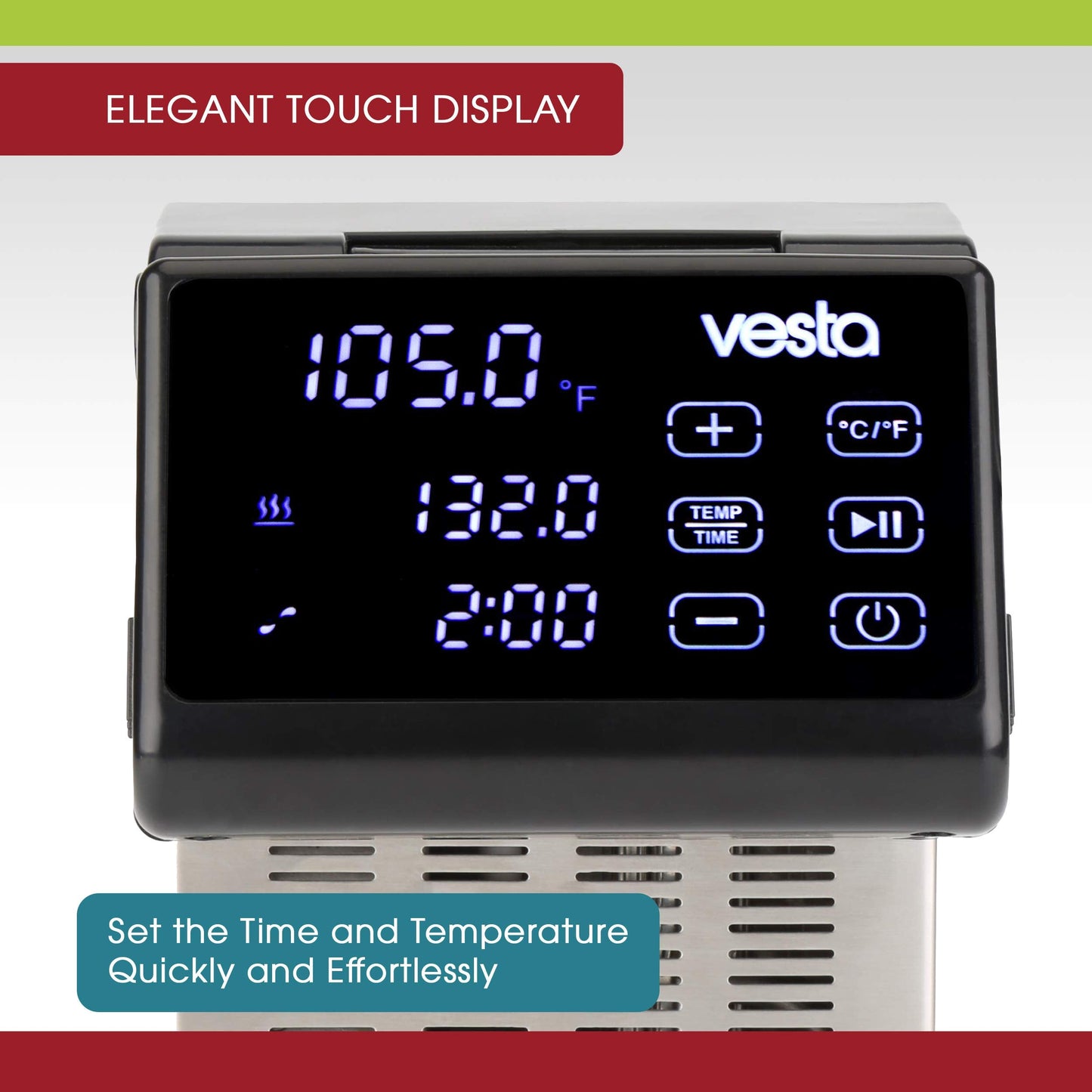 Vesta Precision Sous Vide Cooker, NSF Certified, Foldable Design, App Control, Large Display Screen, 40L Capacity, IPX7 Waterproof, 1200W High Performance Commercial Immersion Circulator for Kitchen