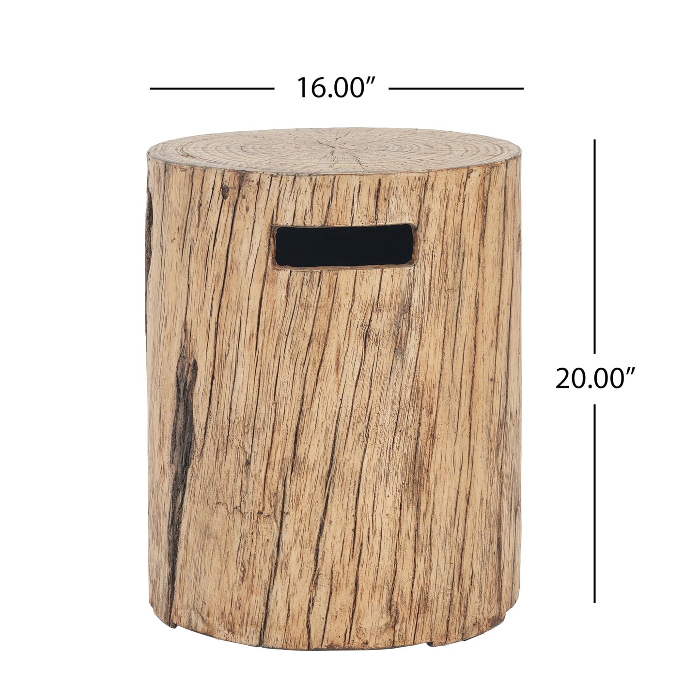Christopher Knight Home Hearth Concrete Patio Fire Bowl, Outdoor Fire Pit and Tank Holder Set, Lightweight Concrete Tank Table, 30000BTU Round Fire Pit, Woodlike Texture, No Assembly Needed, Brown