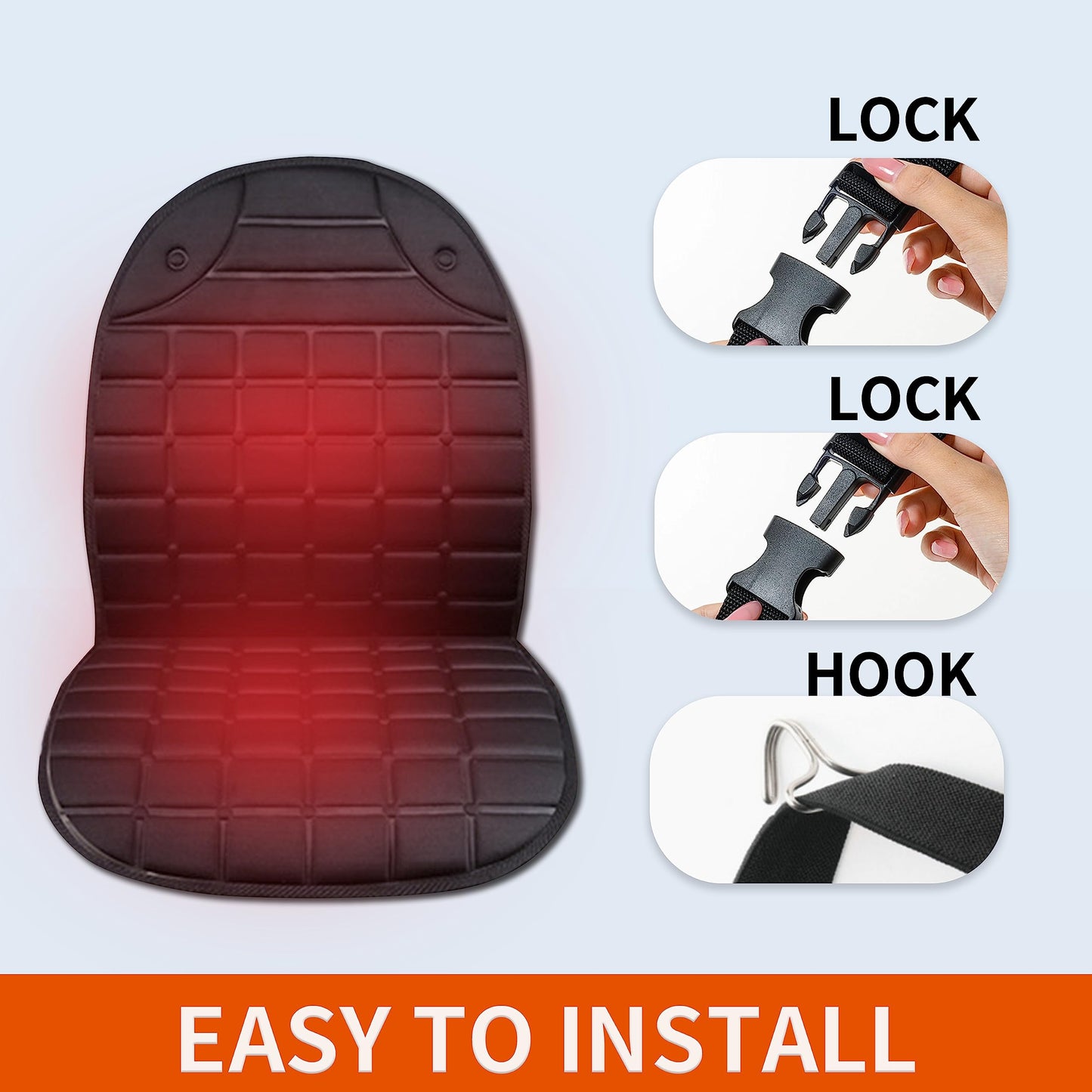 Teomi Heated Seat Covers, 2 Fast Heating Models Heated Seat Cushion Black