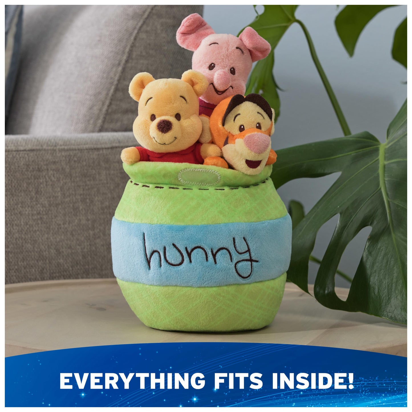 GUND Disney Official Winnie the Pooh Plush Playset with Pooh, Tigger, and Piglet, Sensory Toy Stuffed Animals for Ages 0 and Up, Green, 8”