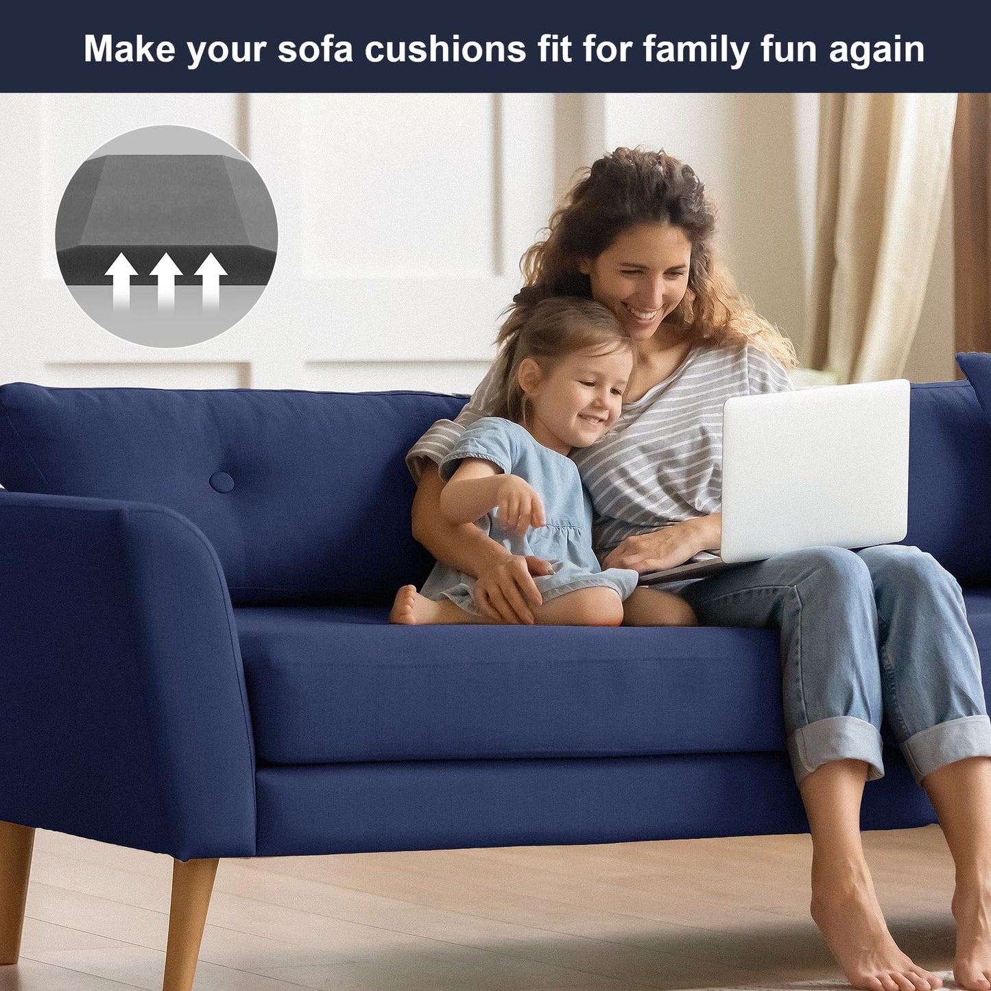 Sellmazon Couch Cushion Support for Sagging Seat - 20" x 20" High-Density Trapezoid 35D Foam Sofa Cushion Supports, Couch Supporter for Under The Cushions, Grey Set of 2