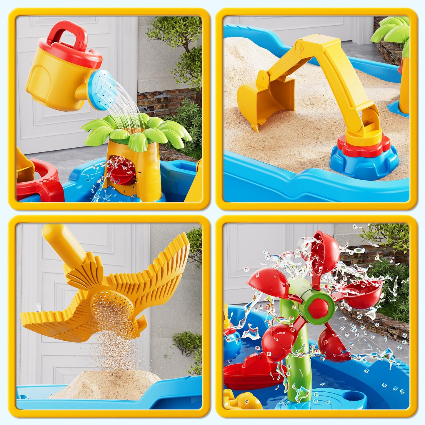 Kids Sand Water Table for Toddlers 1-3 3-5 Years, Outdoor Activity Play Set with Beach Toys, Shovels & Molds, Summer Outdoor Beach Outside Backgard Sensory Toys for Kids Boys Girls 1.5+ Years