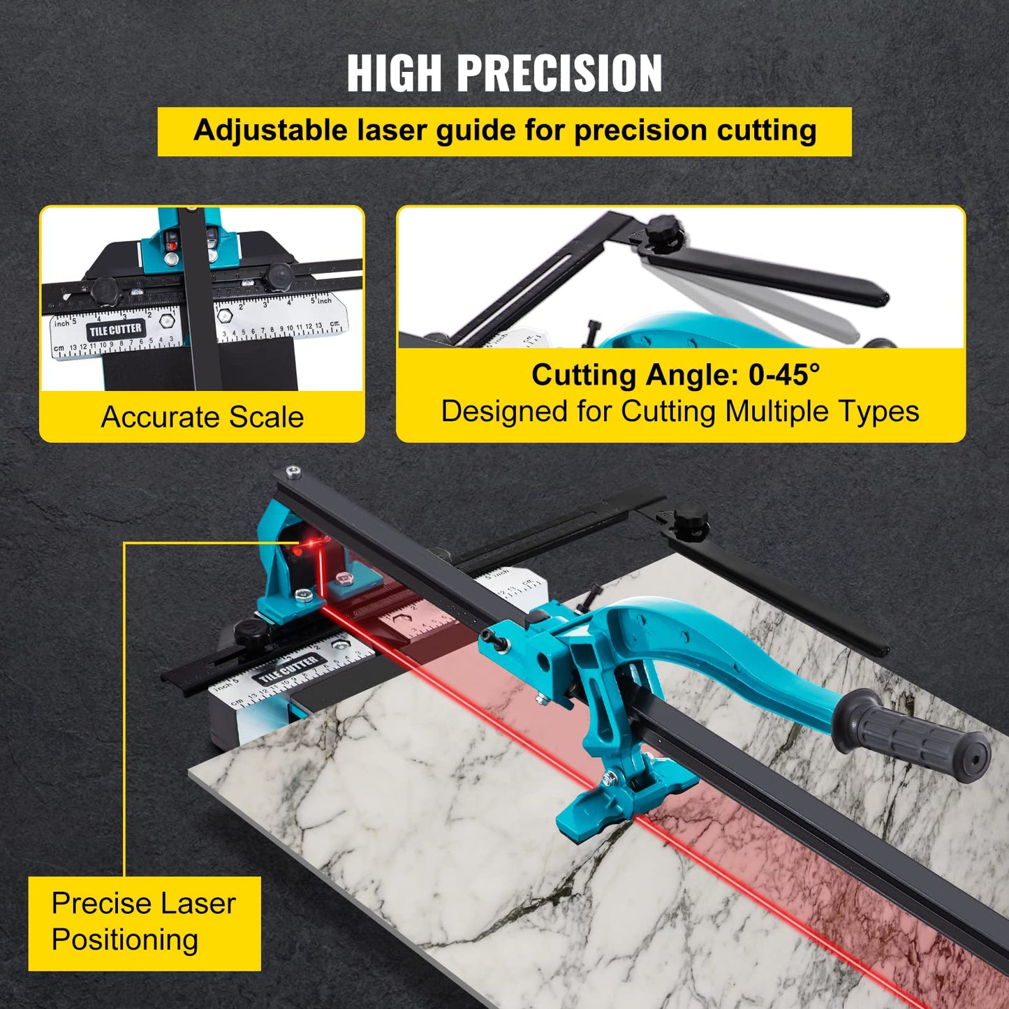 Mophorn 48 Inch Tile Cutter Single Rail Double Brackets Manual Tile Cutter 3/5 in Cap w/Precise Laser Manual Cutter Tools for Precision Cutting (48 Inch)