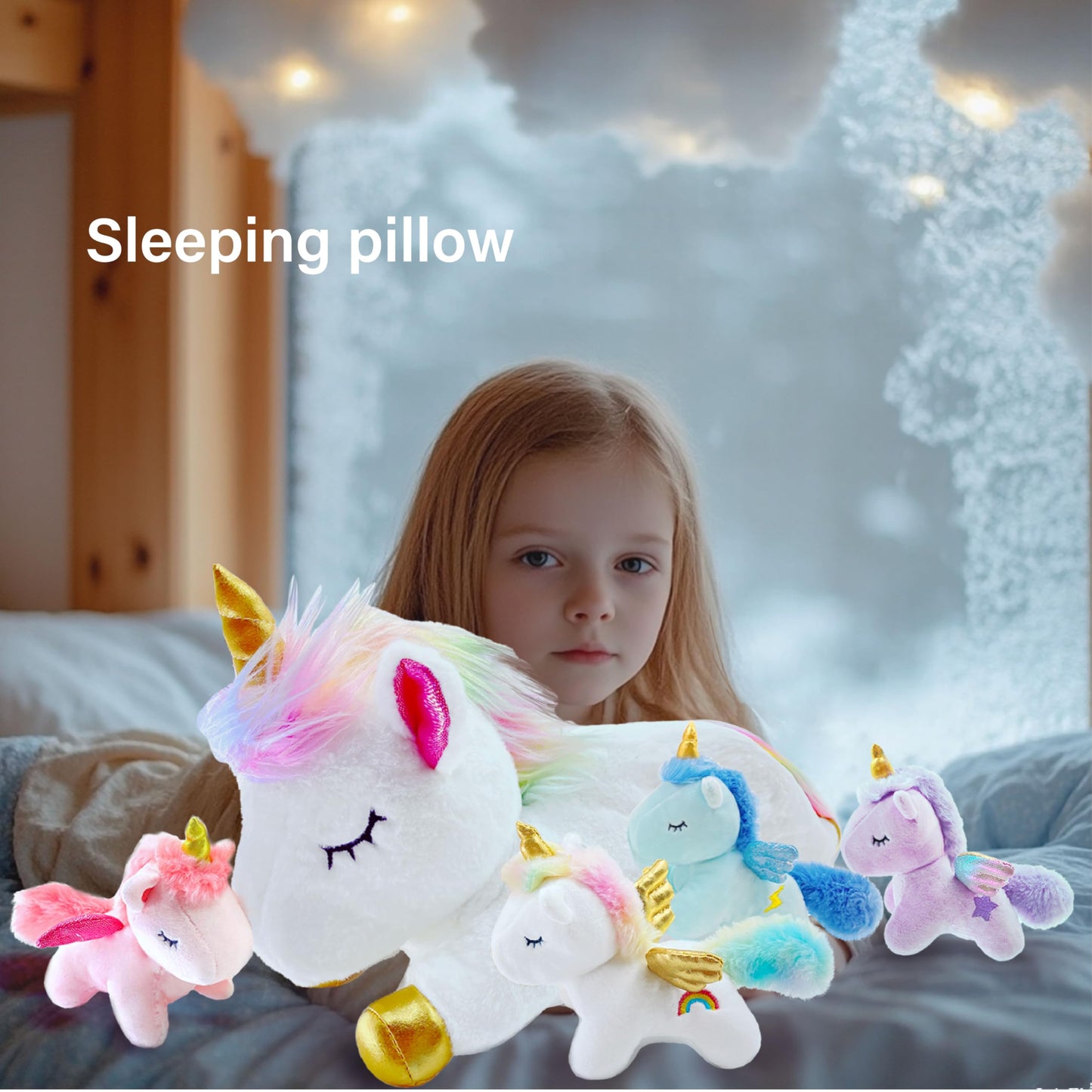 YUNCOL Unicorn Stuffed Animal,Cute Unicorn Mommy Stuffed Animal with 4 Baby Unicorns Plush in Tummy,Kawaii Unicorn Plush Toy Gift for Kids Girls Boys