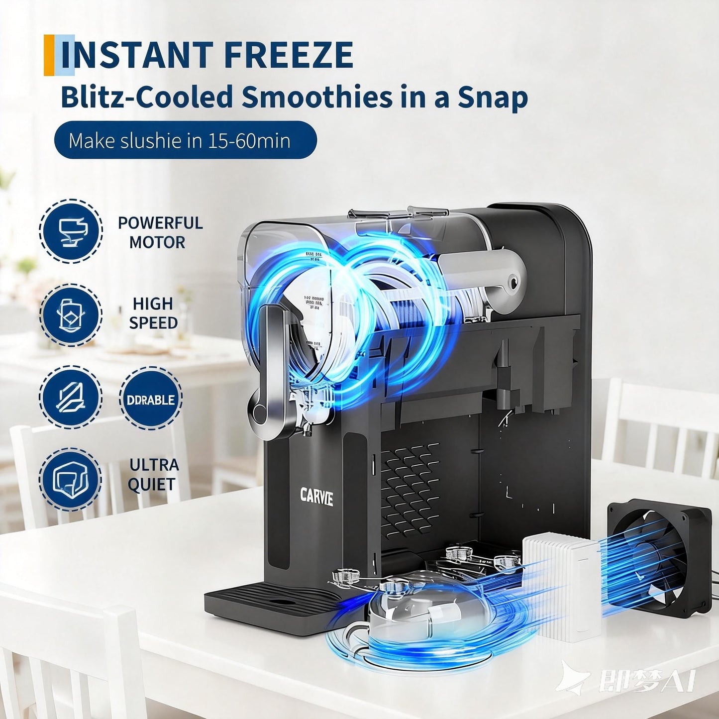 Garvee Slushie Machine for Home No Ice Needed, Frozen Drink Maker with LED Display & 6 Pre-Set Programs, 70 oz Large Capacity for Frozen Margaritas,Frappés,Ice Cream, Dark Gray
