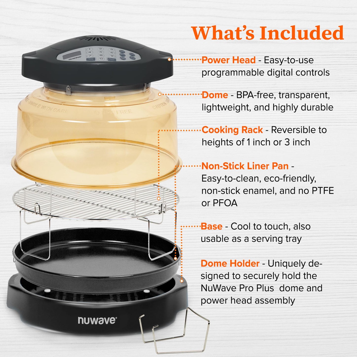 Nuwave Pro Plus 2 Infra-Red Oven, Countertop, Convection, Cook Fresh or Frozen, No Defrosting or Preheating, Cook Healthy, 360 Surround Heat, Adjustable Temps, 100 Presets, 50 Memory, Tough Power Dome
