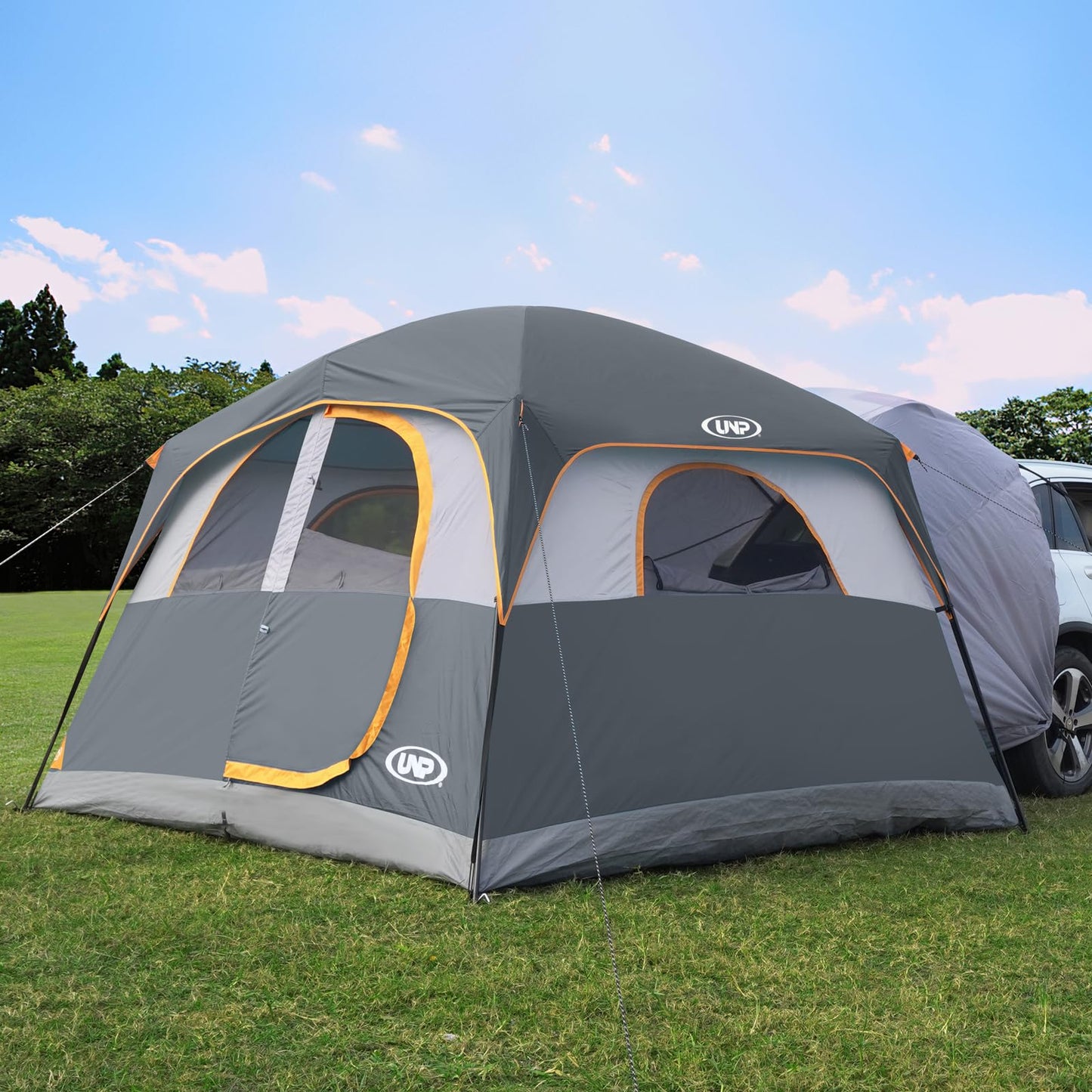 UNP SUV Tent for Camping, 6-Person Car Camping Tents, SUV Tailgate Tent for Outdoor, Easy Set Up with Rainfly 10'x9'x78in(H) (Gray)