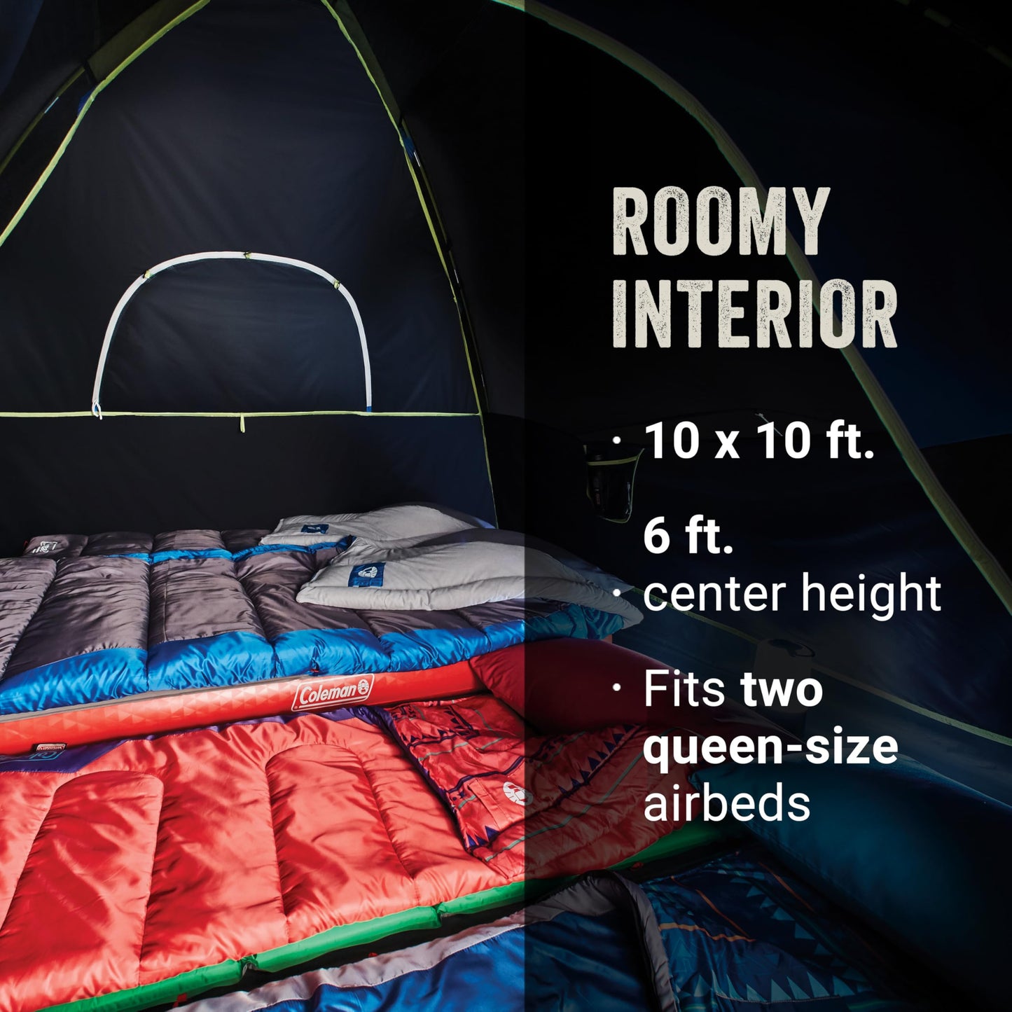 Coleman Sundome Dark Room 4/6 Person Tent, Blocks 90% of Sunlight to Keep Inside Cool, Weatherproof Tent with Rainfly Sets Up in Minutes