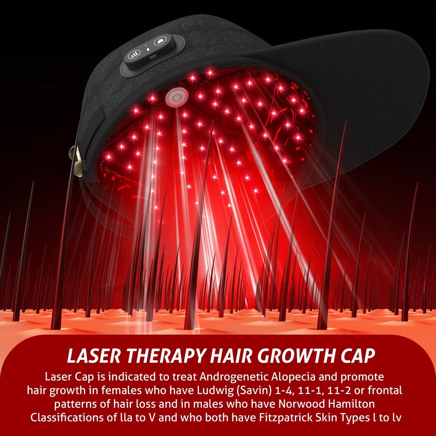 Laser Cap, Laser Red Light Therapy for Hair Growth System, Hair Thinning & Alopecia Treatment for Men & Women, Laser Cap for Hair Regrowth Stimulates Denser Fuller Hair