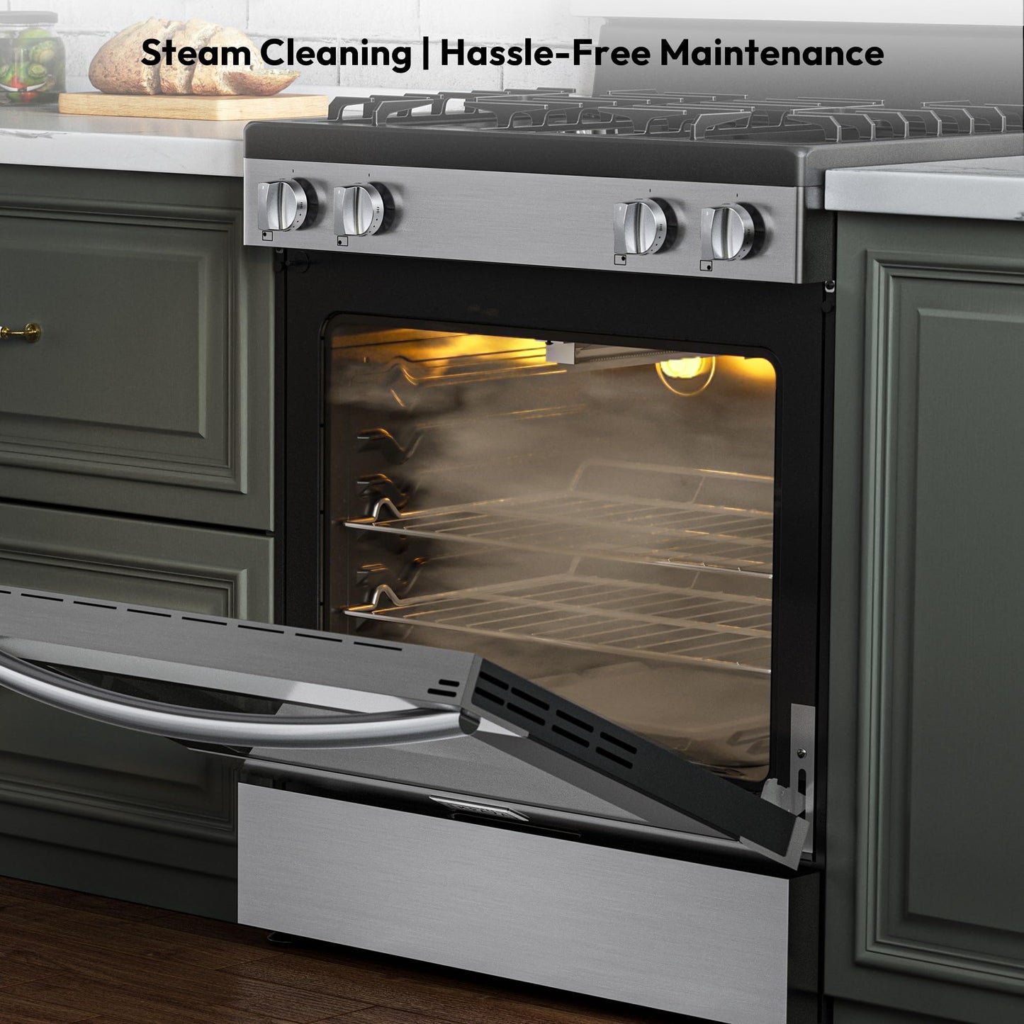 Empava 30" Gas Range, 4.8 Cu.Ft Oven with Touch Timer,18K BTU Burner, Freestanding & Slide-in Stove (Natural/LP Convertible) Stainless Steel