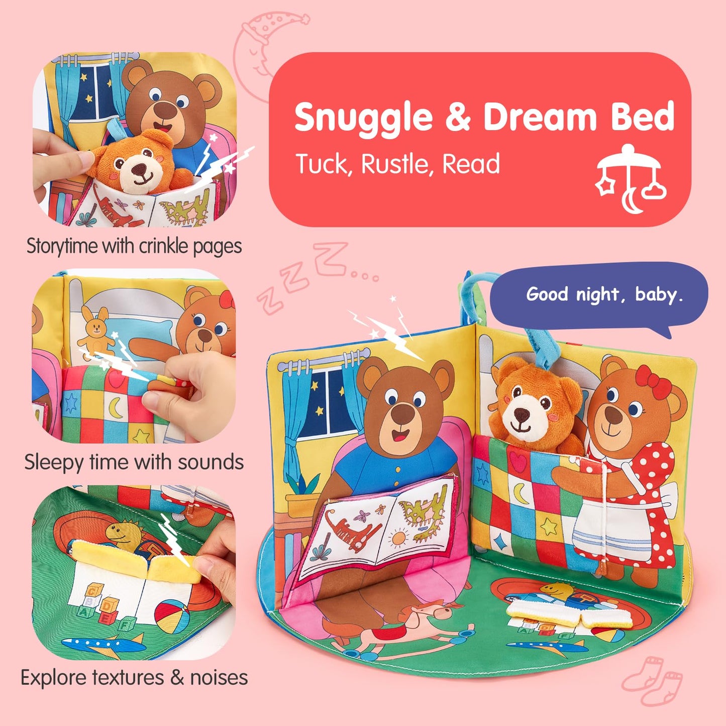 hahaland Baby Book for 1 Year Old - Touch and Feel Soft Activity Books Tummy Time Baby Toy 6 9 12 18 Months Interactive Book for Babies 6-12 Month on Airplane Birthday Easter Basket Stuffers