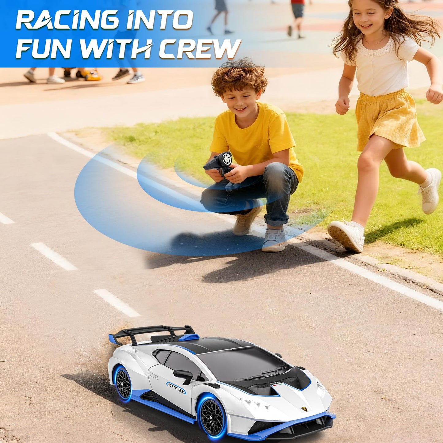 LUXOS RC Lamborghini Remote Control Car, 1:18 Scale Officially Licensed Lamboghini Toy Car, Cool RC Cars Toys for 4 5 6 7 8 9 10 11 12 Year Old Boys Kids Adults Gifts, 15km/h Fast RC Drift Car (White)