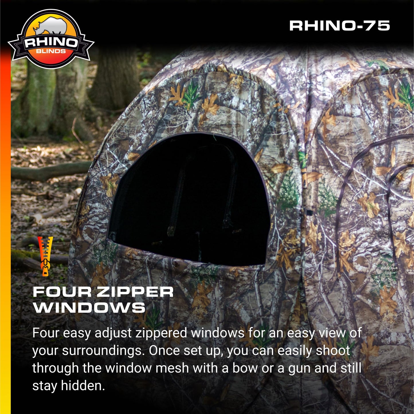 Rhino Blinds R75-RTE 2 Person Hunting Ground Blind, Realtree Edge