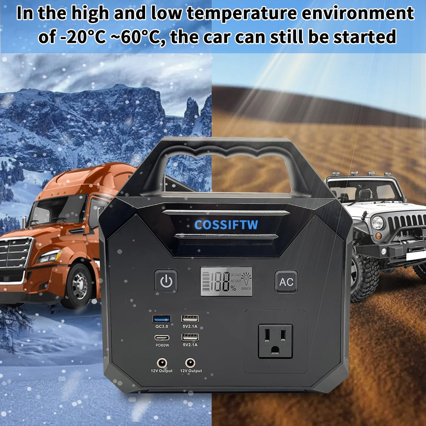 COSSIFTW 10000A Heavy Duty Jump Starter AC 200W Generator 130wh Jump Booster PD 60W Two-Way Fast-Charging The Most Multi Functions & Heavy Duty Jump Starter (Apply for All Cars & Trucks)