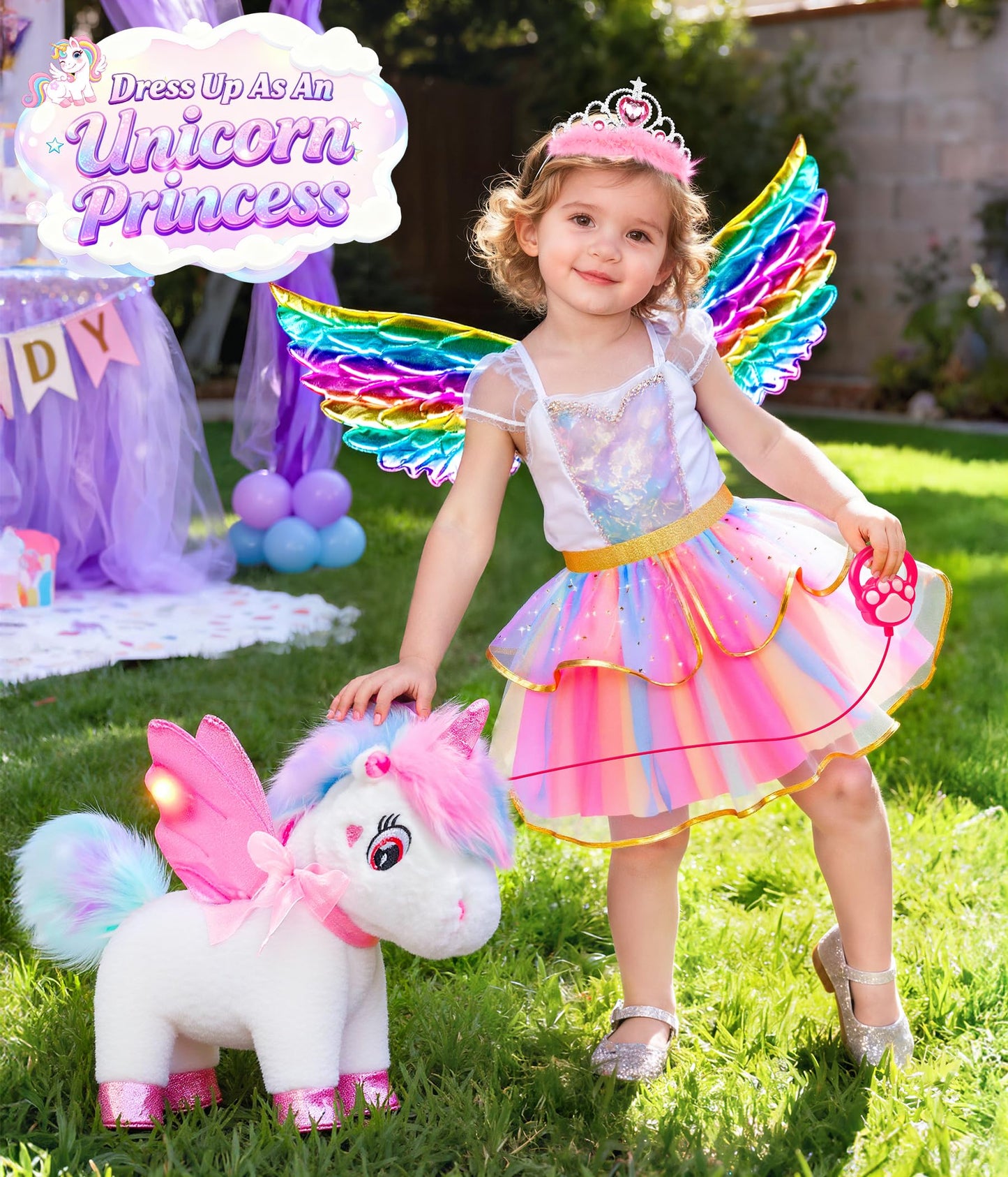 Jeowoqao Unicorn Toys for Girls Age 4-6,Walking Talking Singing Interactive Unicorns with Painting Kit Crafts Toddler Unicornss Dress up, Remote Control Plush Unicorn's Toy for Kids 3-6