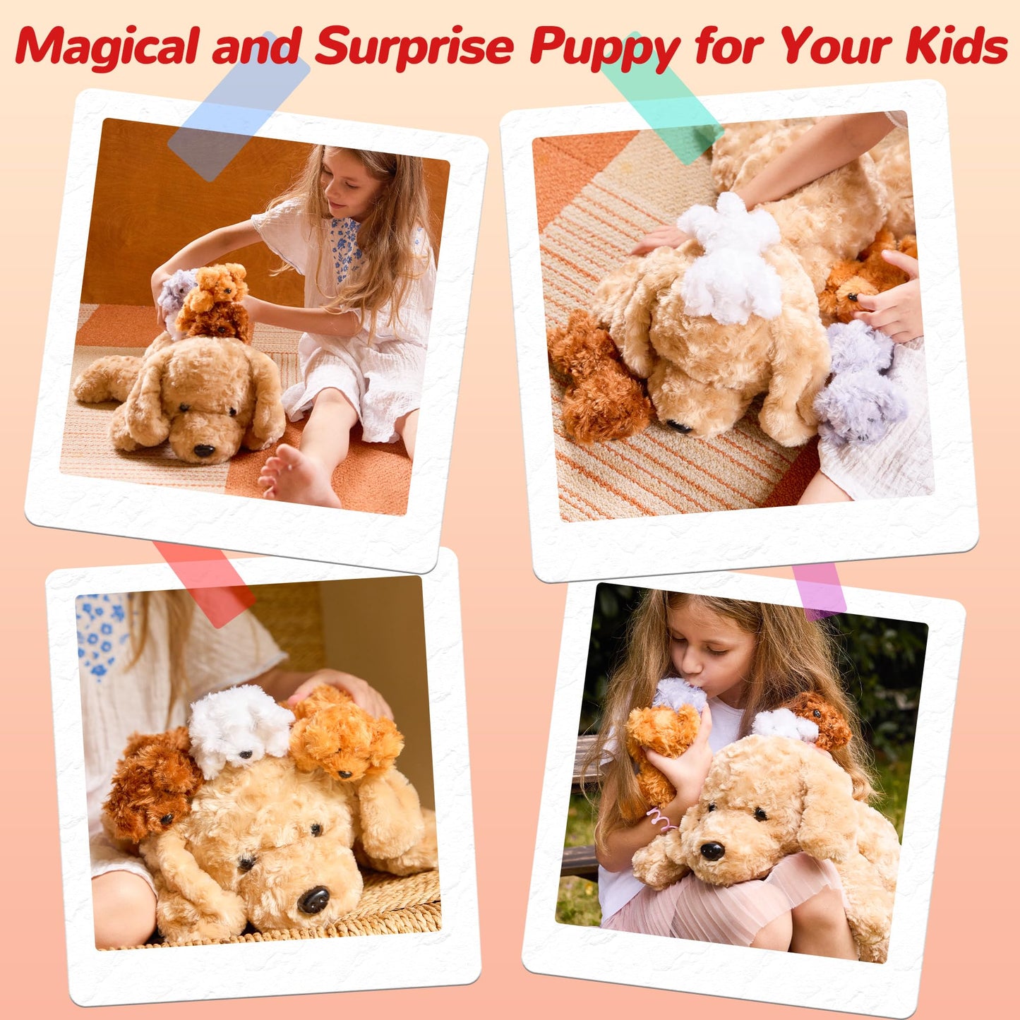 5 Pieces Dog Stuffed Animals for Girls, 1 Mommy Dog with 4 Babies,Puppy Stuffed Animals Gifts for Girls 3 4 5 6 7 8 9 Years, Soft Plush Toys for Kids Christmas, Valentine's, Birthday, Children's Day