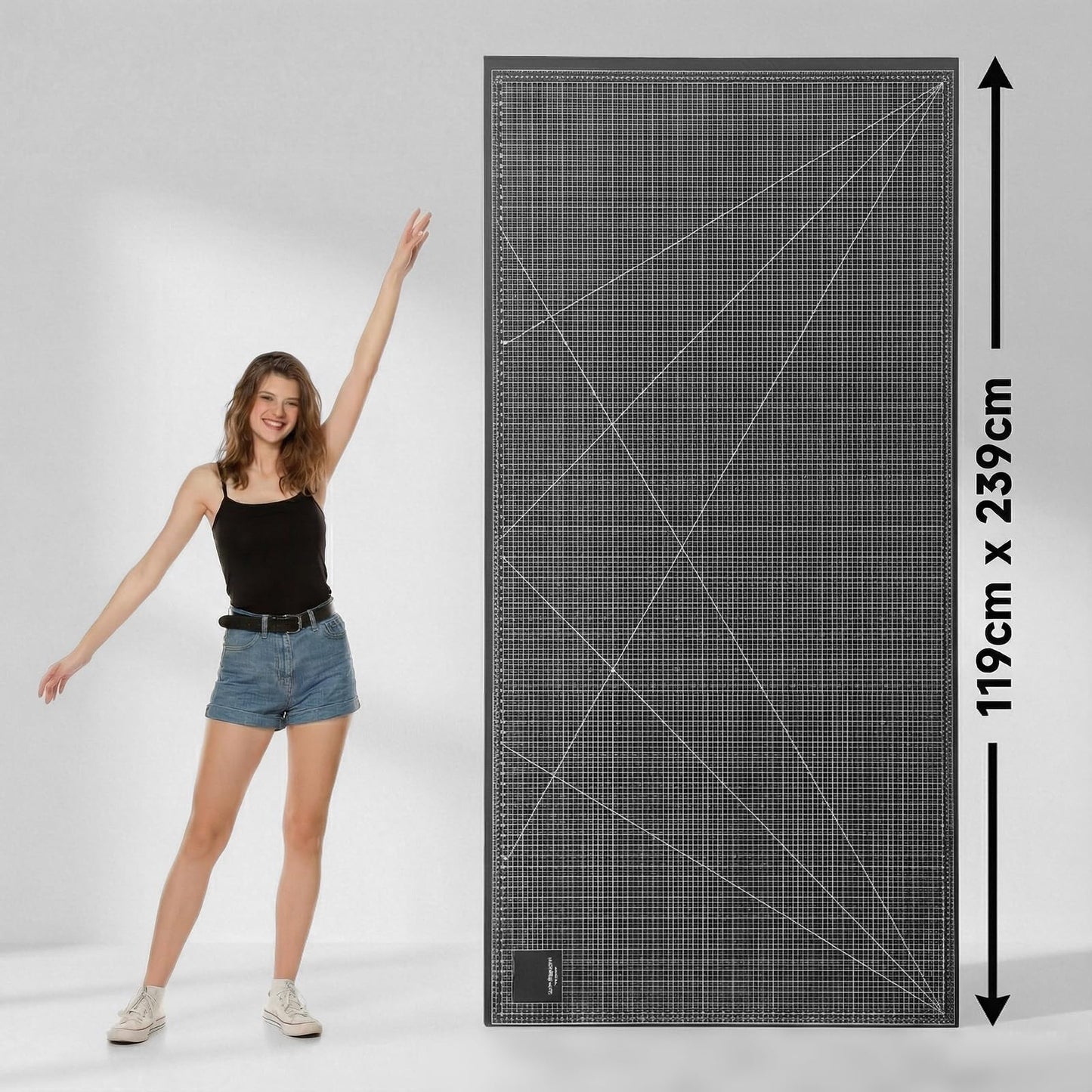 Flatness-upgraded 47" x 94" Extra Large Self Healing Sewing Mat, werkwise Rotary Cutting Mat Cut Board for Crafts Hobby Project, Scale Size 46" x 92", Black and White