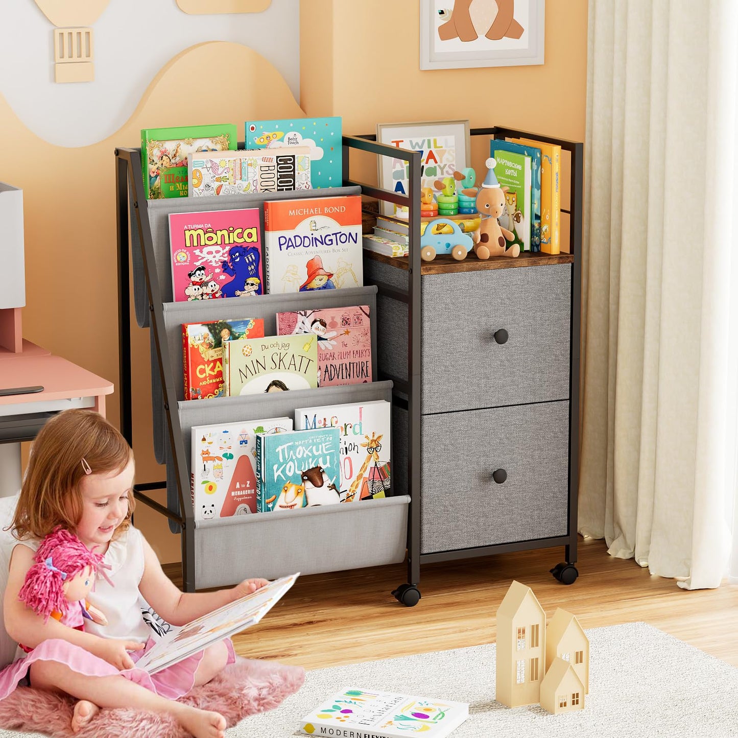 Modanais Book Shelf for Kids Rooms, Toddler Bookshelf Baby Bookcase with Kids Storage for Nursery, Bedroom, Playroom, Easy Assembly (Black)