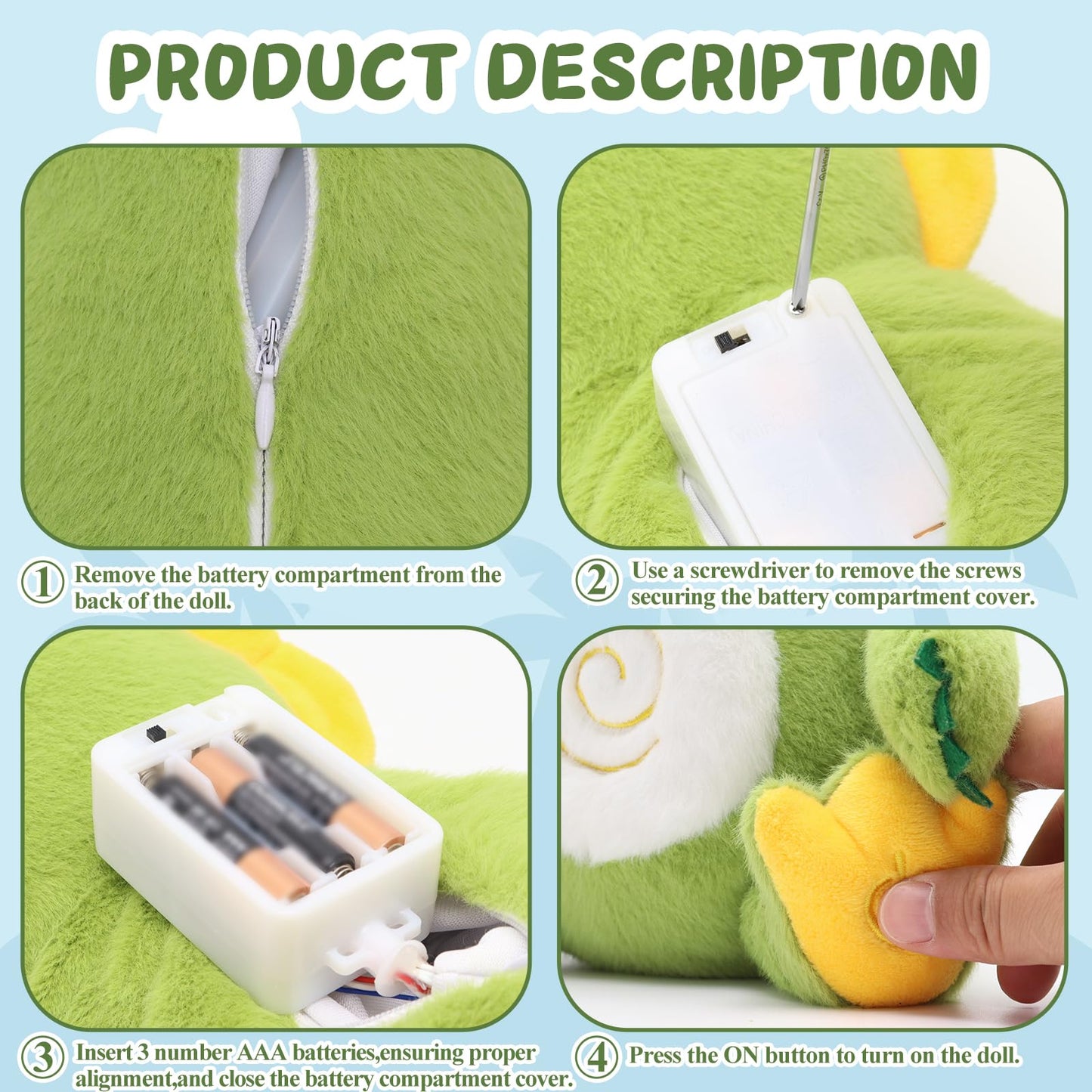 Breathing Dinosaur Plush Toys with Light and Sound, Triceratops Dinosaur Stuffed Animal, Adjustable Singing Night Light, Green Dino Plush Toy Gift for Kids, 11.8 inch
