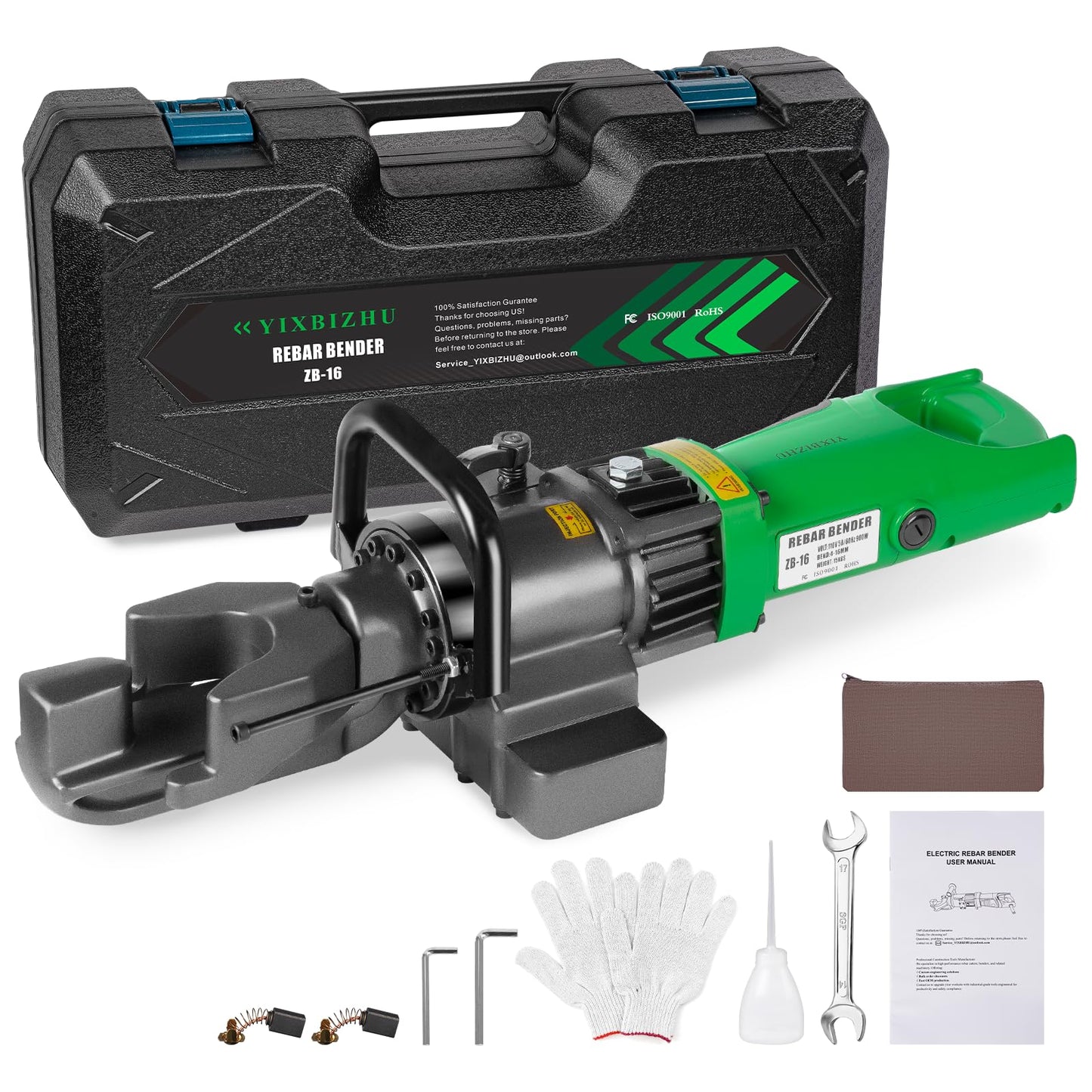 YIXBIZHU 900W Electric Hydraulic Rebar Bender, 2s Fast Bends for #3–#5 (6–16mm), 0–130°Adjustable Angle, Aviation Aluminum Body, Compact 110V Electric Tool for Construction & Jobsite Use(ZB-16-1)