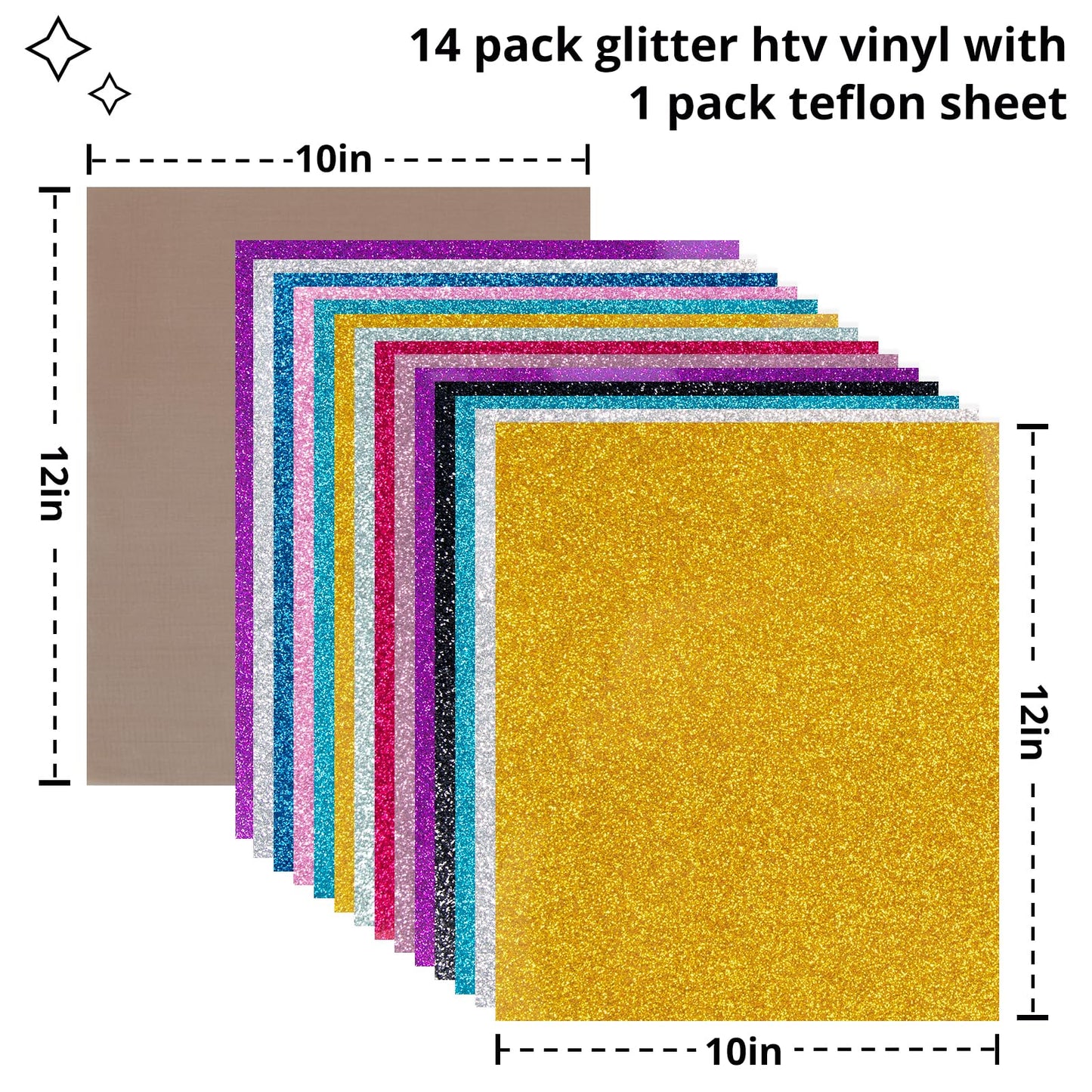 HTVRONT Automatic Heat Press 2 Bundle - Automatic Heat Press 2 & 15 Pack 12" x 10" Glitter Heat Transfer Vinyl,