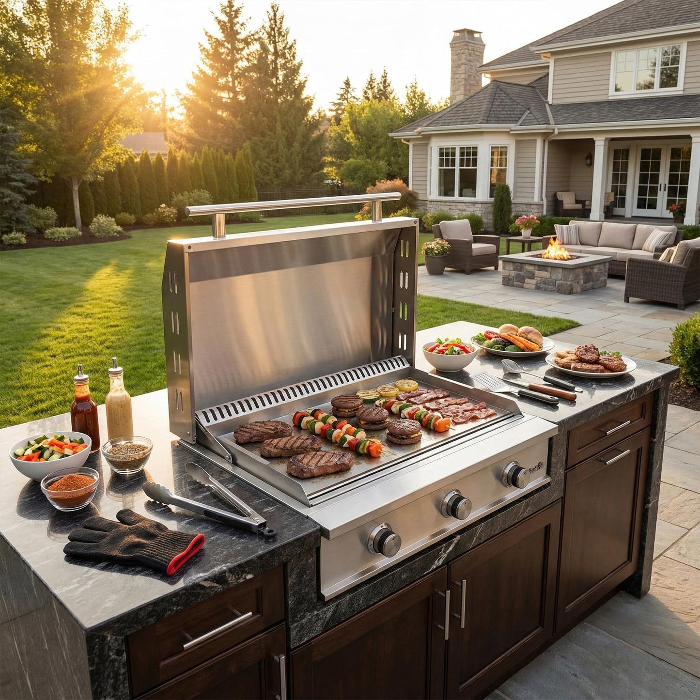 Stanbroil 36-Inch Natural Gas Built-In Griddle, Premium 304 Stainless Steel 3 Burner Flat Top Grill for Outdoor Kitchen BBQ Island