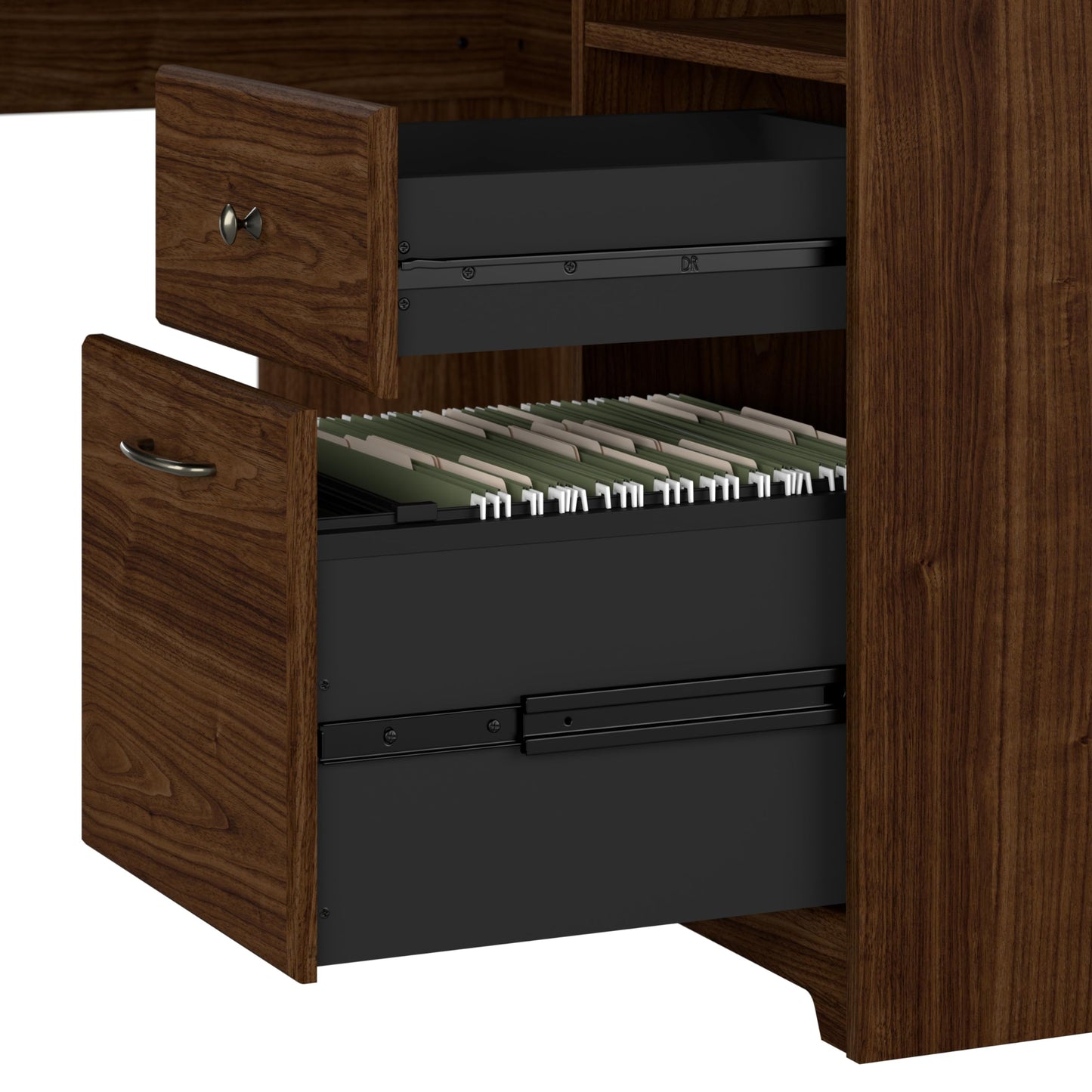 Bush Home Cabot L Shaped Desk with Hutch, Corner Desk with Storage for Home Office in Modern Walnut, 60W L Shaped Computer Desk