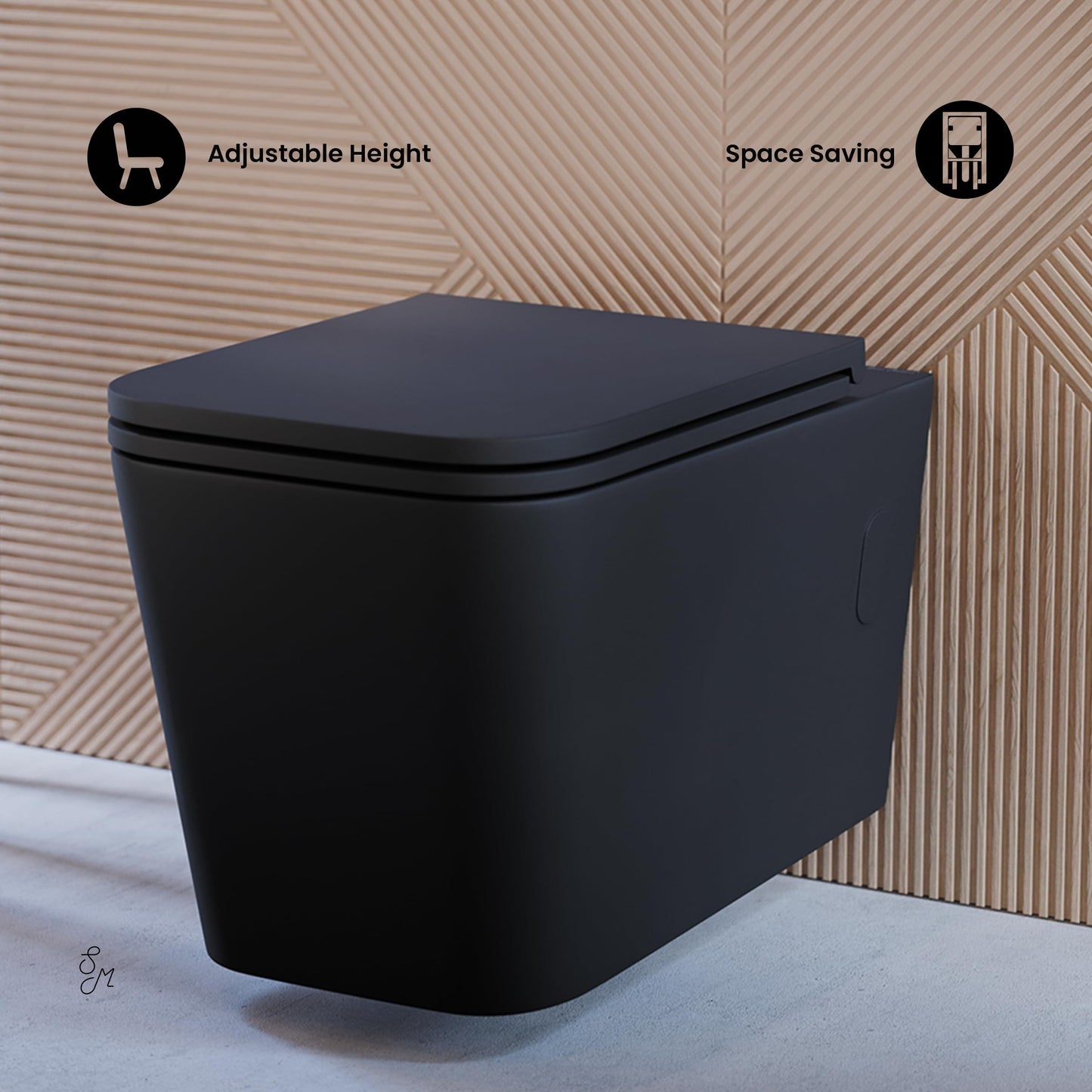 Swiss Madison Well Made Forever SM-WT442MB, Concorde Wall Hung Toilet Bowl, Matte Black