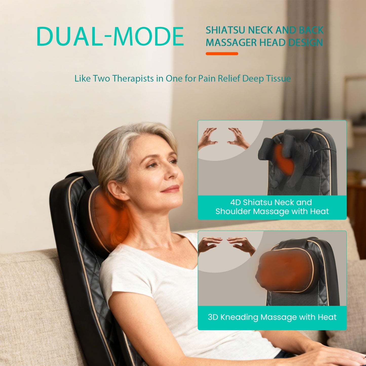 MAIBOLE Shiatsu Neck and Back Massager with Heat: Adjustable Deep Tissue Massage Cushion for Full Back, Neck, Lumbar & Hips - Fits Office Chair, Recliner, Upgraded Version