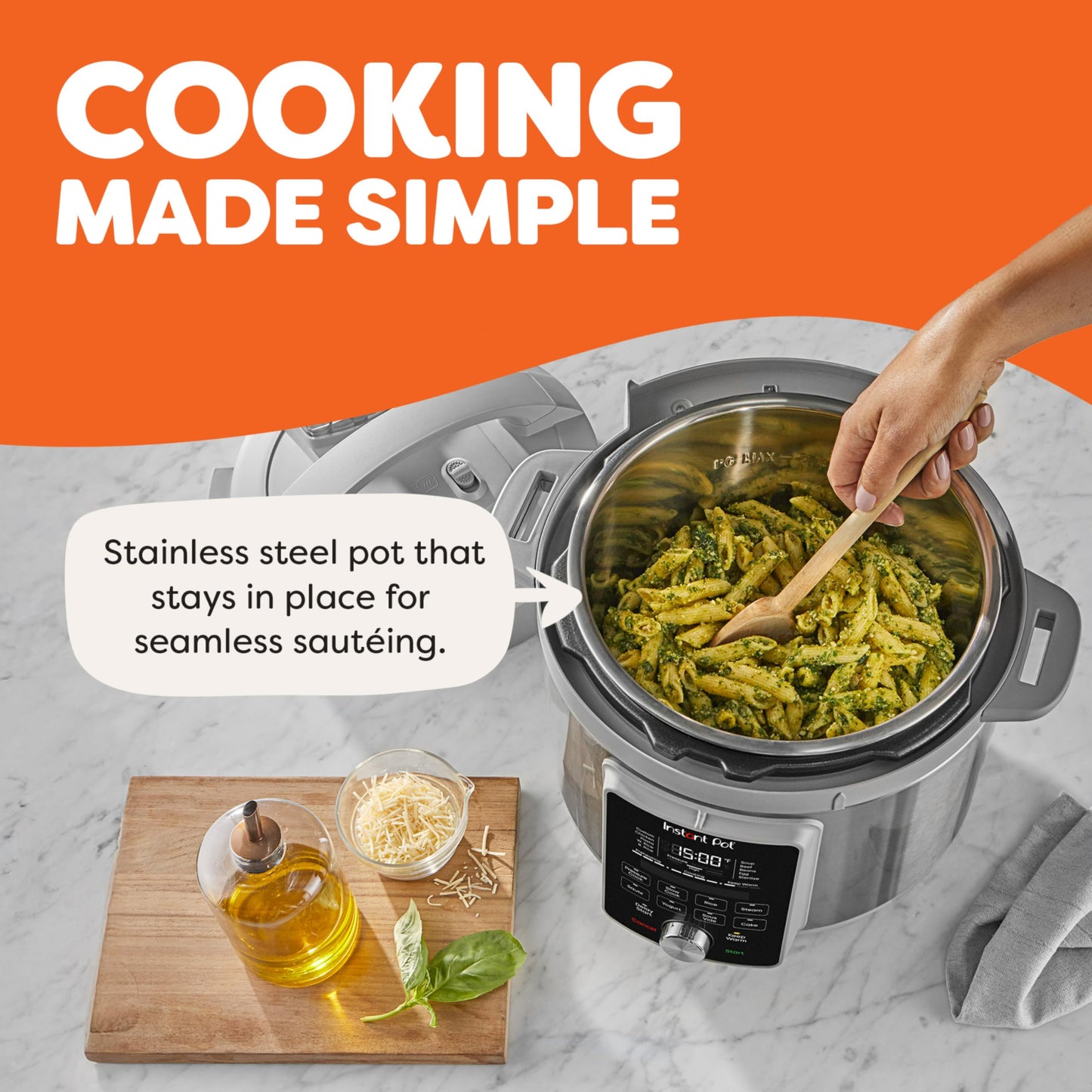 Instant Pot, 8-Quart Whisper Quiet 9-in-1 Electric Pressure Cooker, Slow Rice Cooker, Steamer, Sauté, Yogurt Maker, Warmer & Sterilizer, App With Over 800 Recipes, Stainless Steel, Duo Plus
