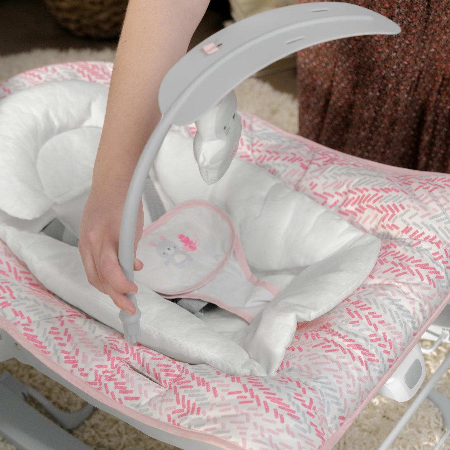 Ingenuity Keep Cozy 3-in-1 Grow with Me Vibrating Baby Bouncer Seat & Infant to Toddler Rocker, 0-30 Months Up to 40 lbs (Pink Lily)