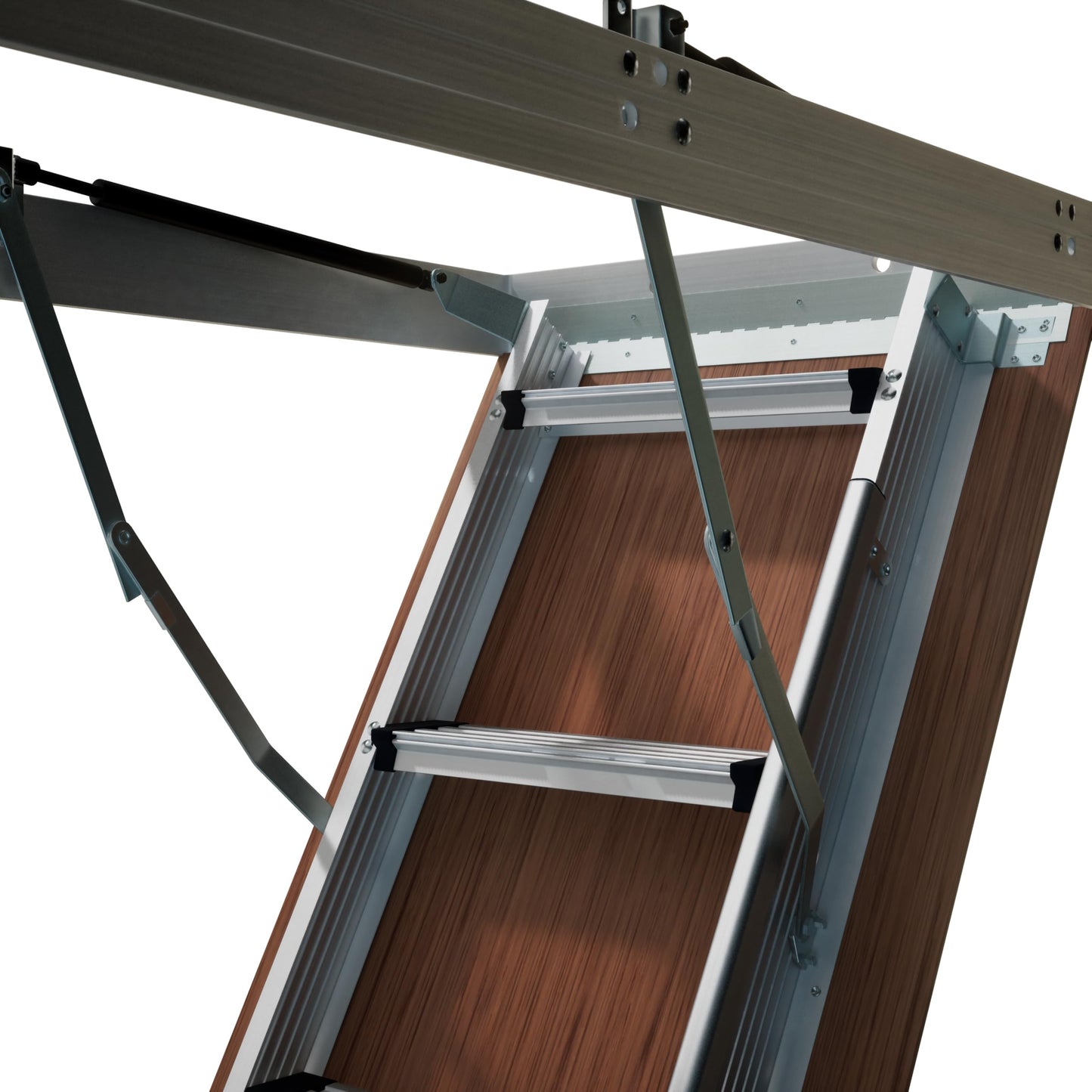 Louisville Ladder 7.8-10.3-Foot Fire Rated Door Aluminium Attic Ladder 25.5" x 54" (Rough Opening), 375-Pound Load Capacity, Type IAA, AL2540MG-FT
